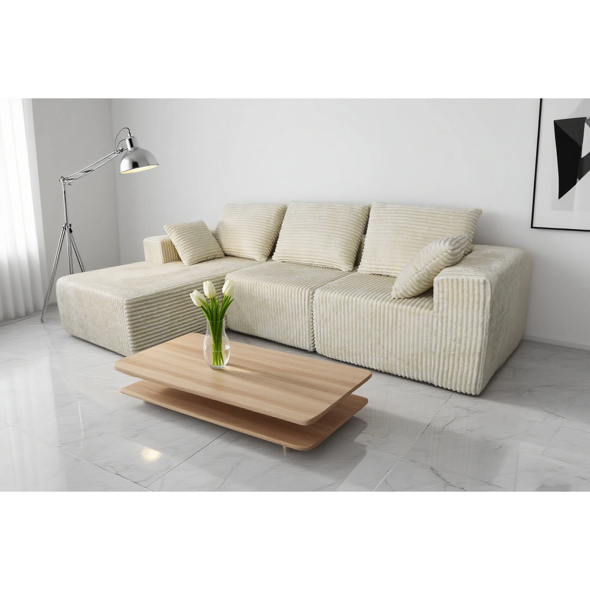Corner Combination Sofa Sectional Couch With Soft Fabric - Image 6