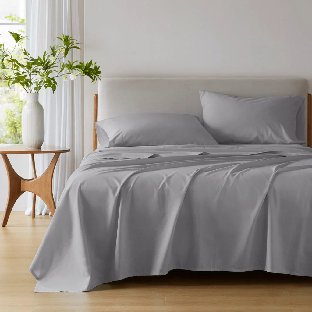 Cotton 144TC - California King Solid Sheet Set - Dark Gray