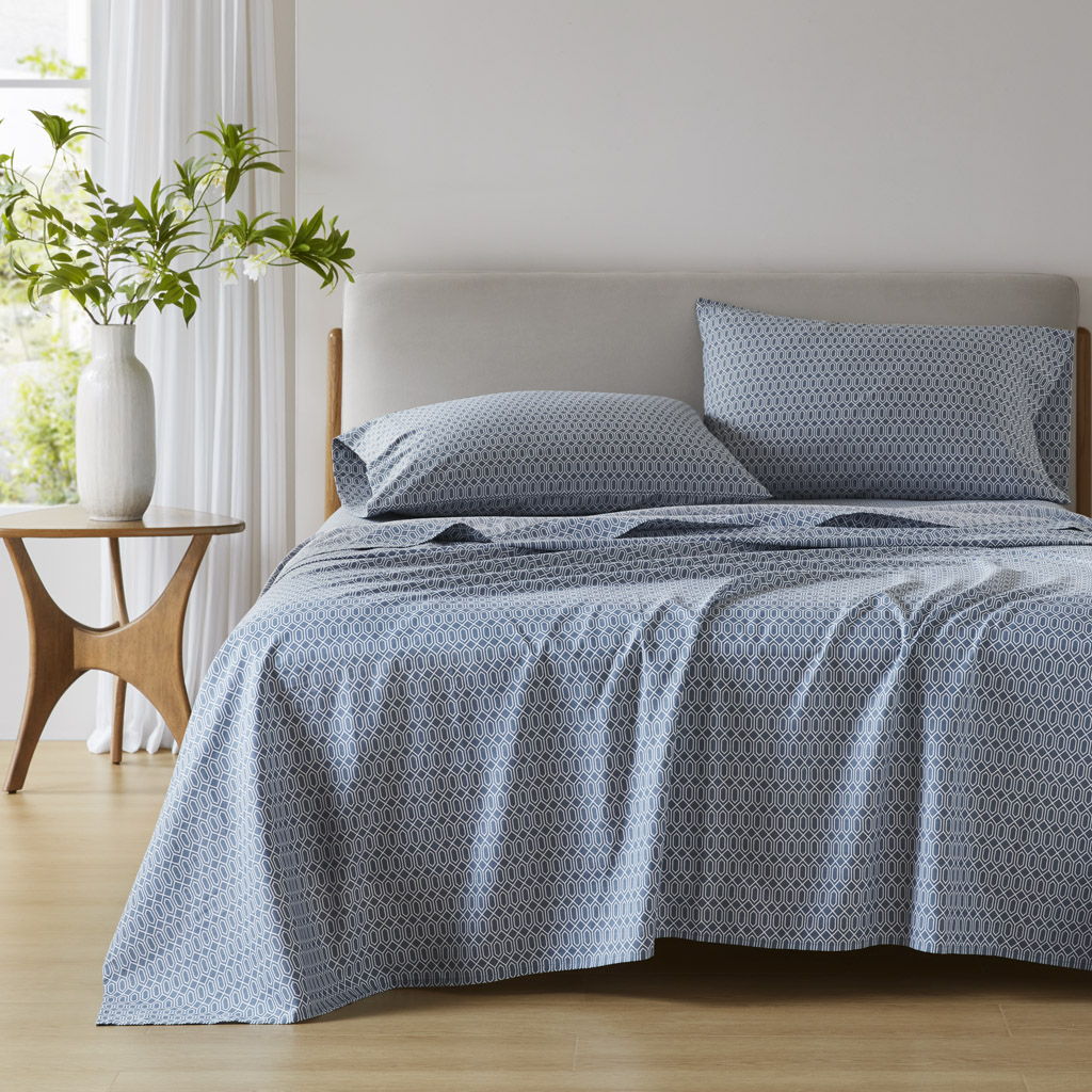 Cotton 144TC - Queen Printed Sheets - Diamond Blue