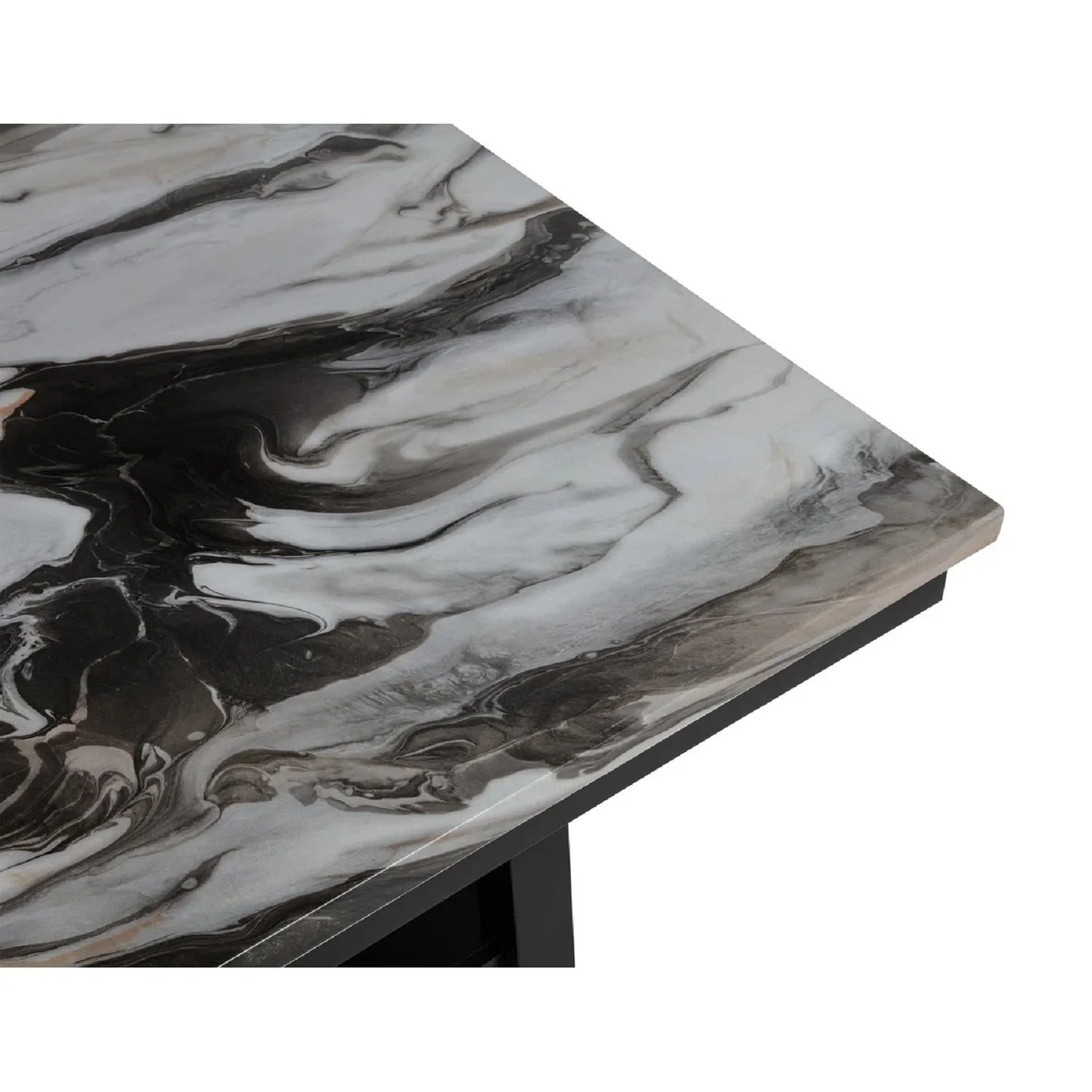 Counter Dining Table With Storage Bottom Shelf For Kitchen - Black - Image 2