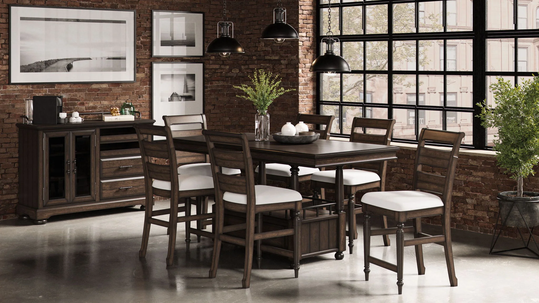 Counter Height Dining Table - Coffee - Image 2