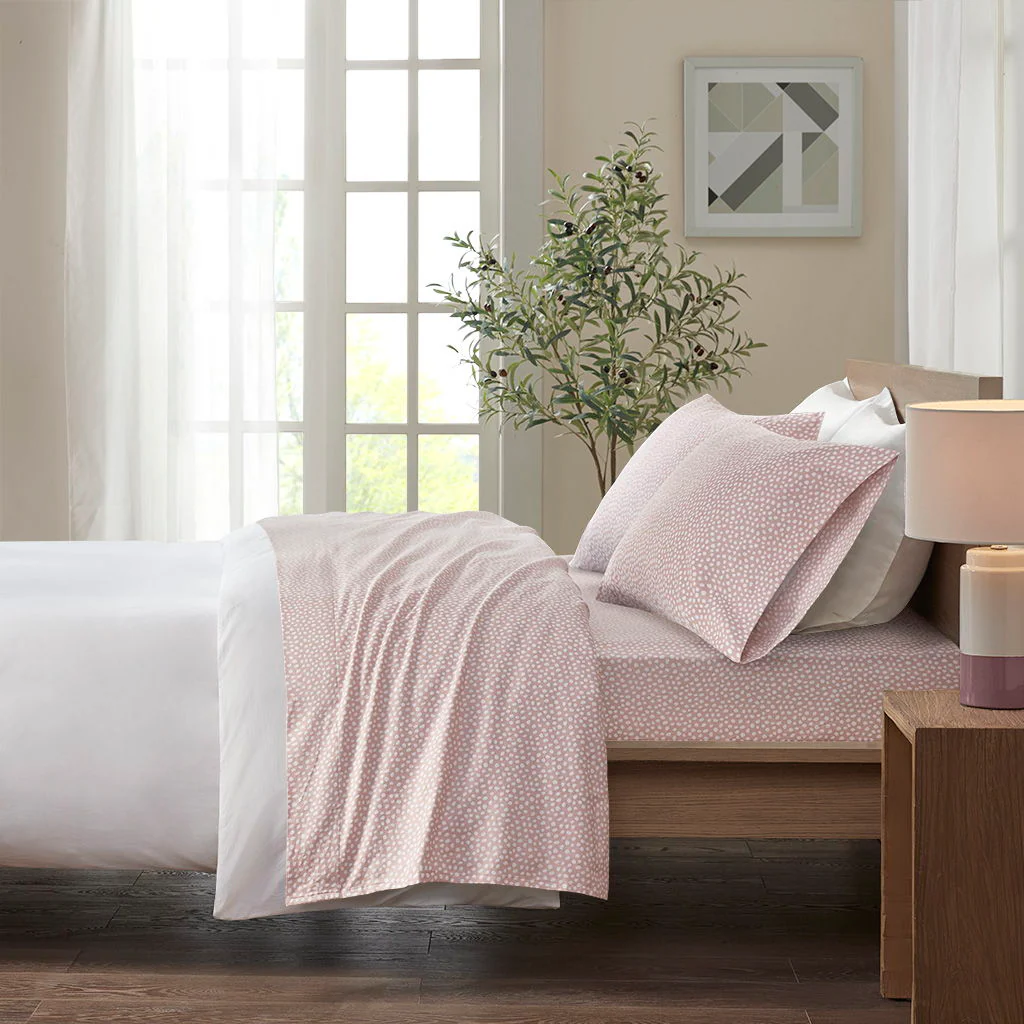Cozy Flannel - Printed Sheet Set - Blush Dots