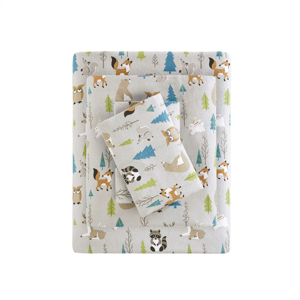 Cozy Flannel - Printed Sheet Set - Multi Forest Animals - Image 2