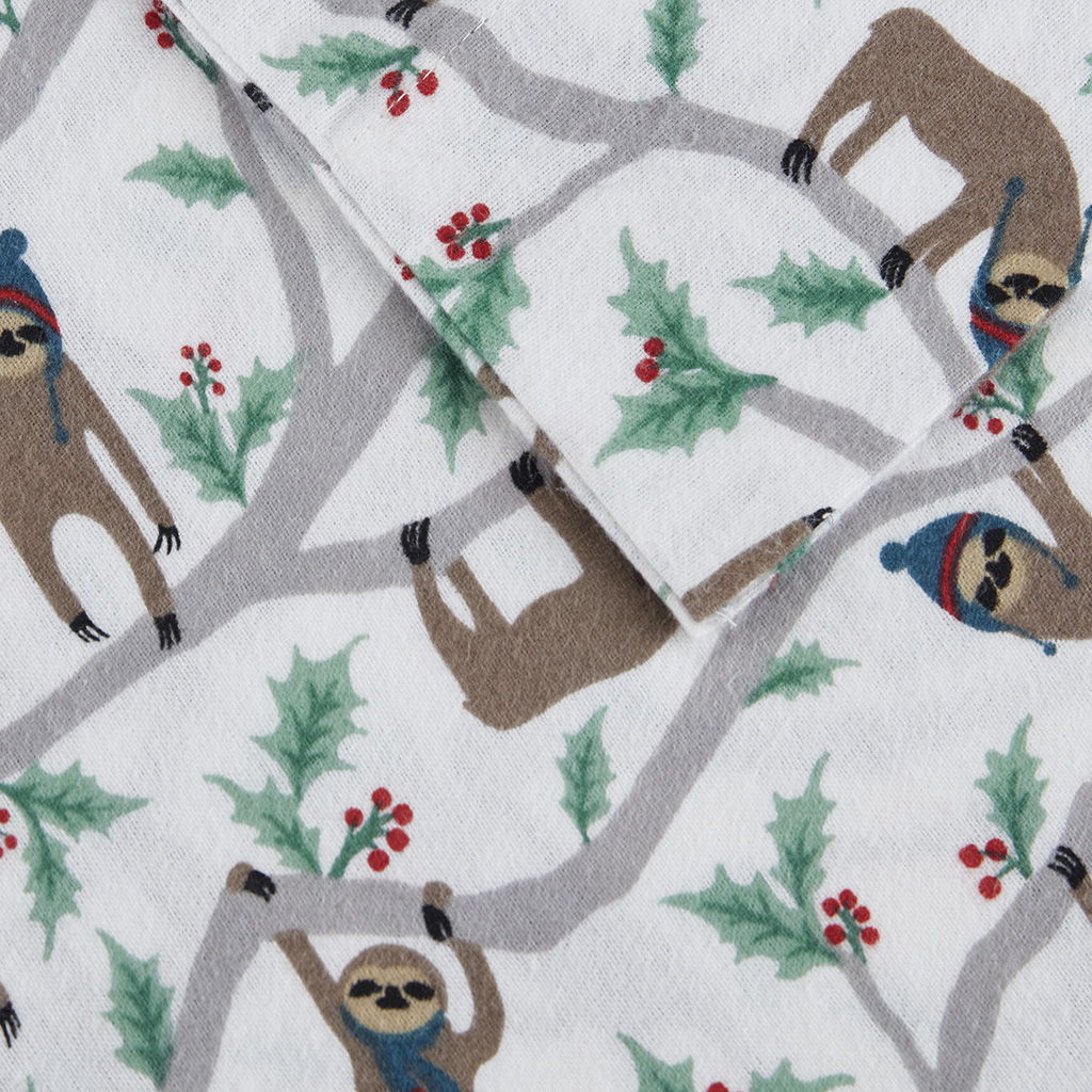 Cozy Flannel - Twin Printed Sheet Set - Multi Sloth - Image 4