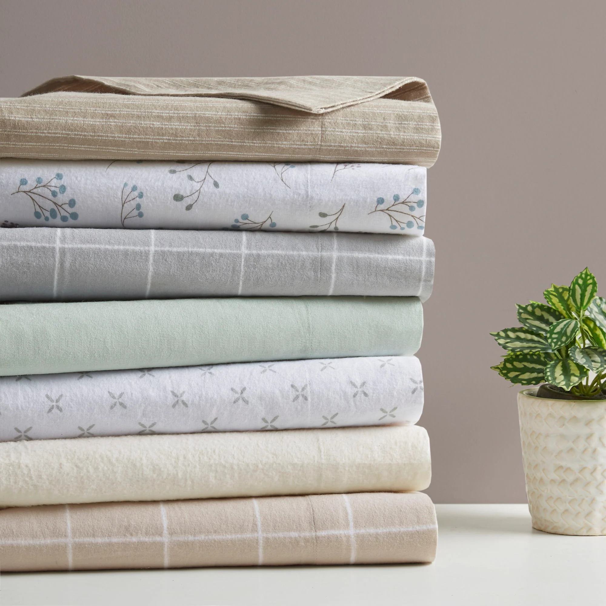 Cozy Cotton Flannel - California King Printed Sheet Set - Gray Windowpane - Image 2