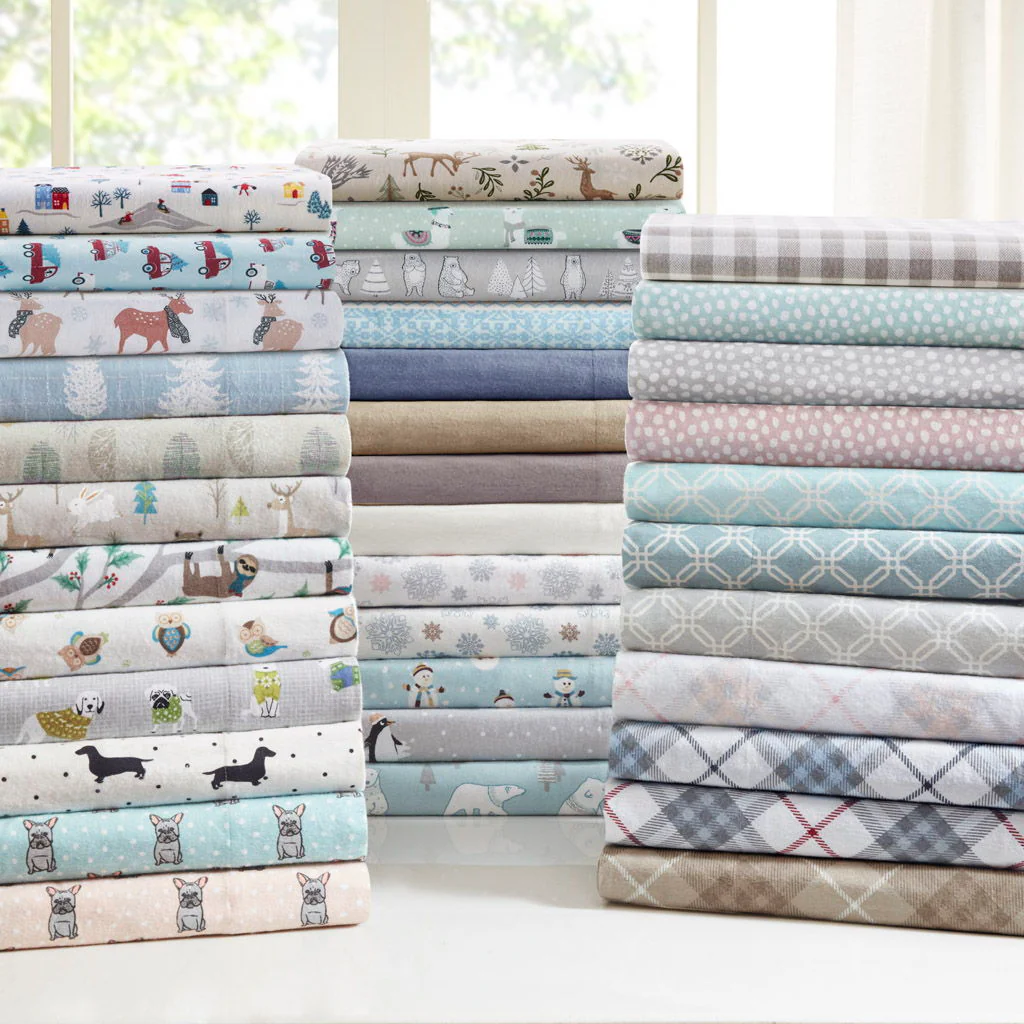 Cozy Flannel - 4 Piece Queen Printed Sheet Set - Tan land Winter - Image 4