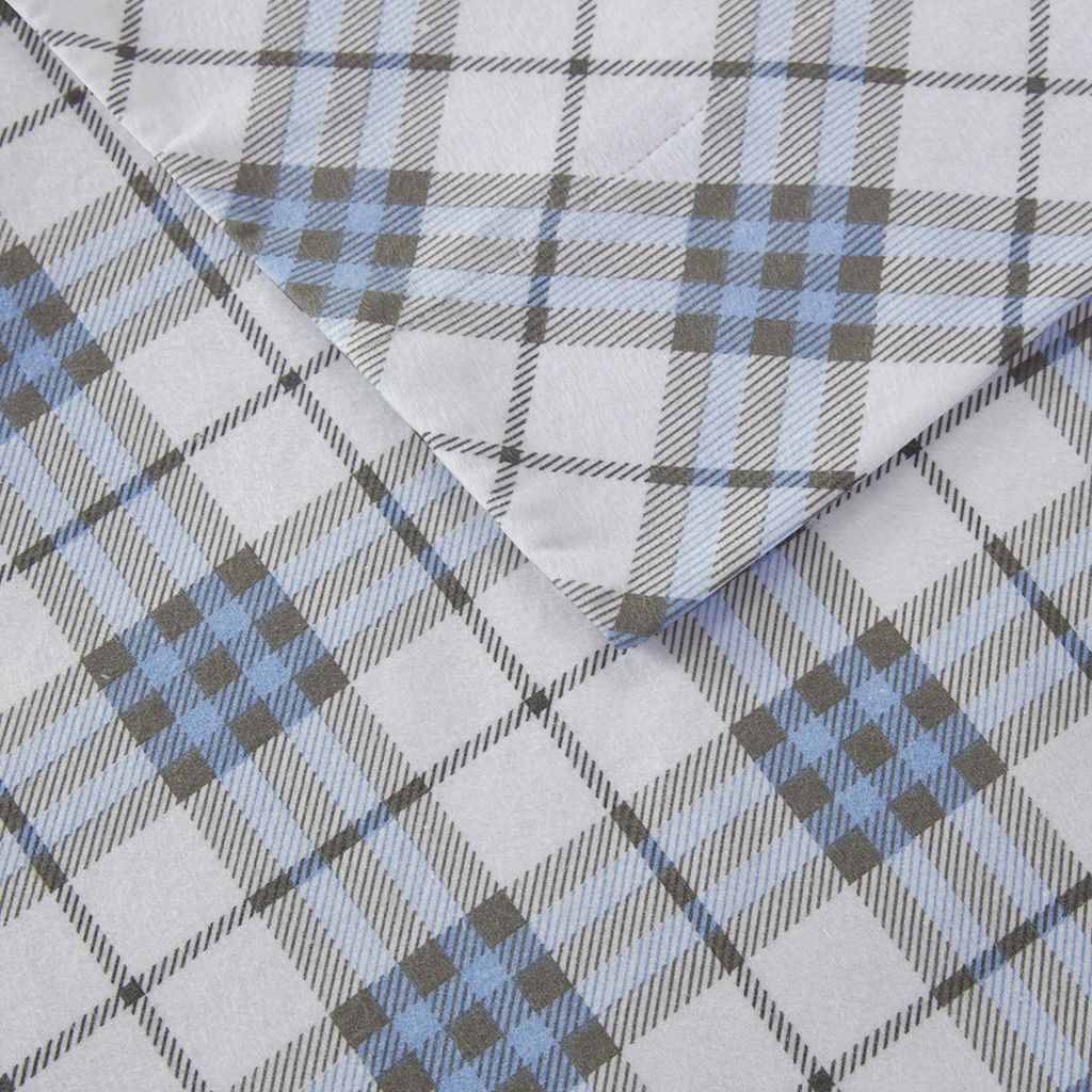 Cozy Flannel - Full Sheet Set - Blue Plaid - Image 2