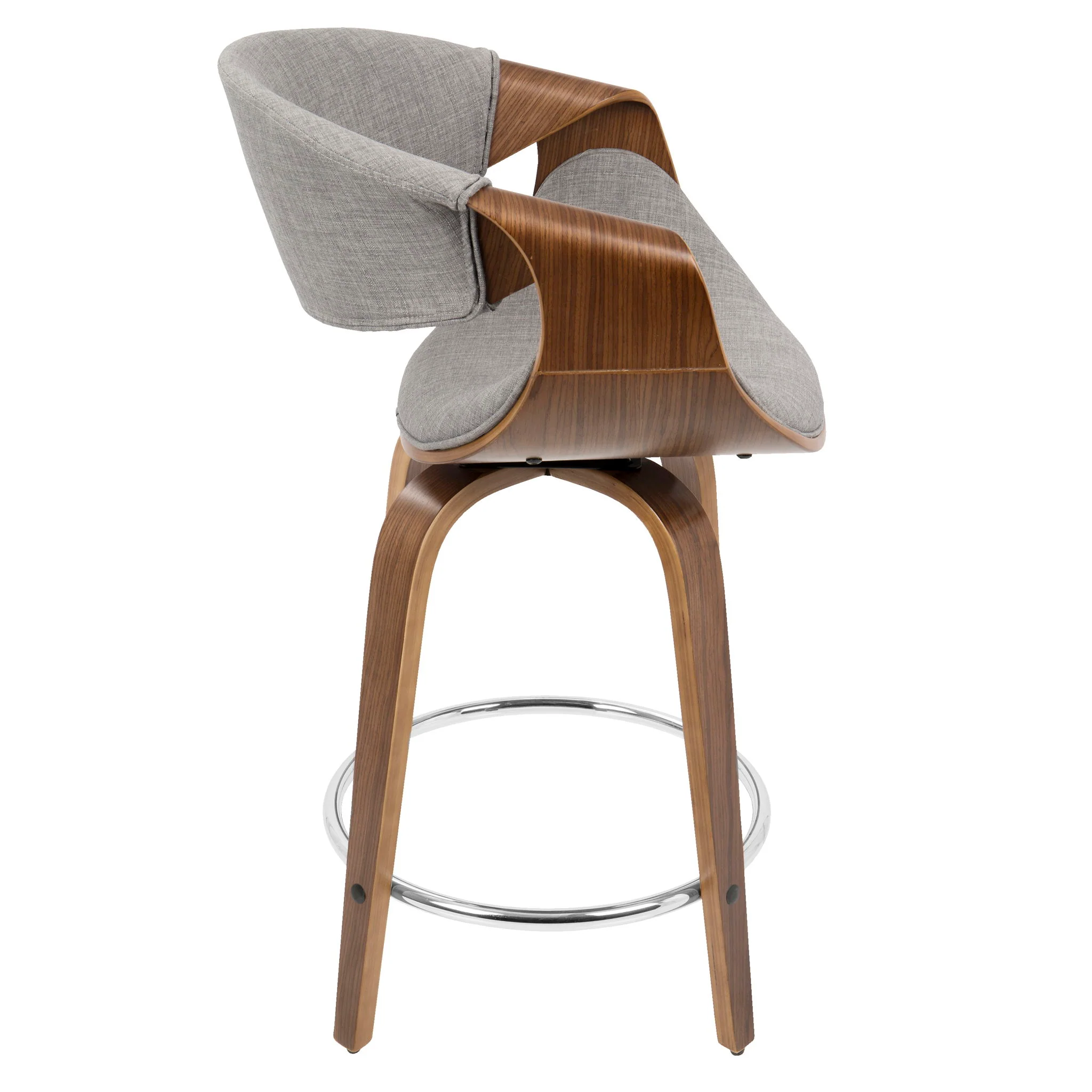 Curvini - Mid-Century Modern Fixed Height Counter Stool With Swivel (Set of 2) - Gray - Image 2