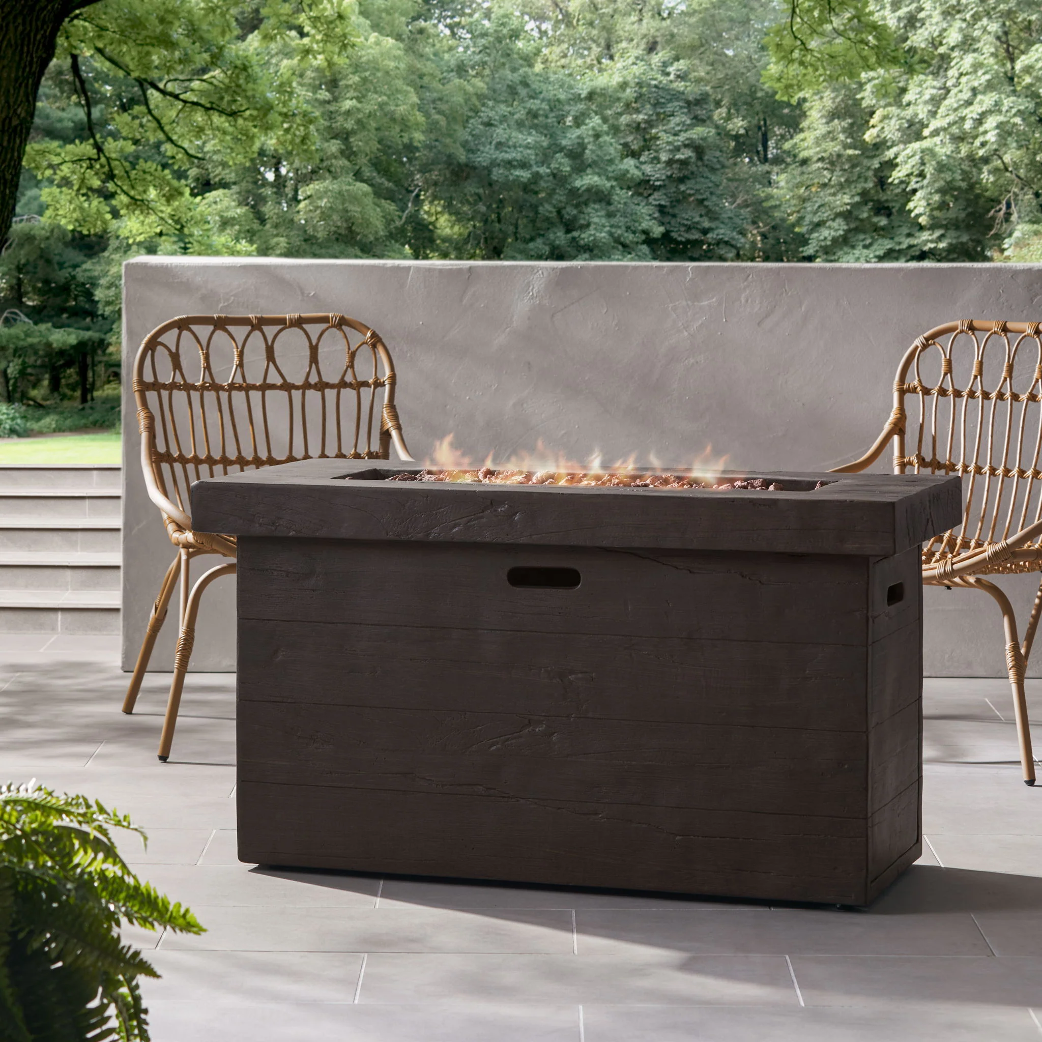 Custer - Rectangular Fire Pit 50, 000 Btu Magnesium Oxide - Brown - Image 3