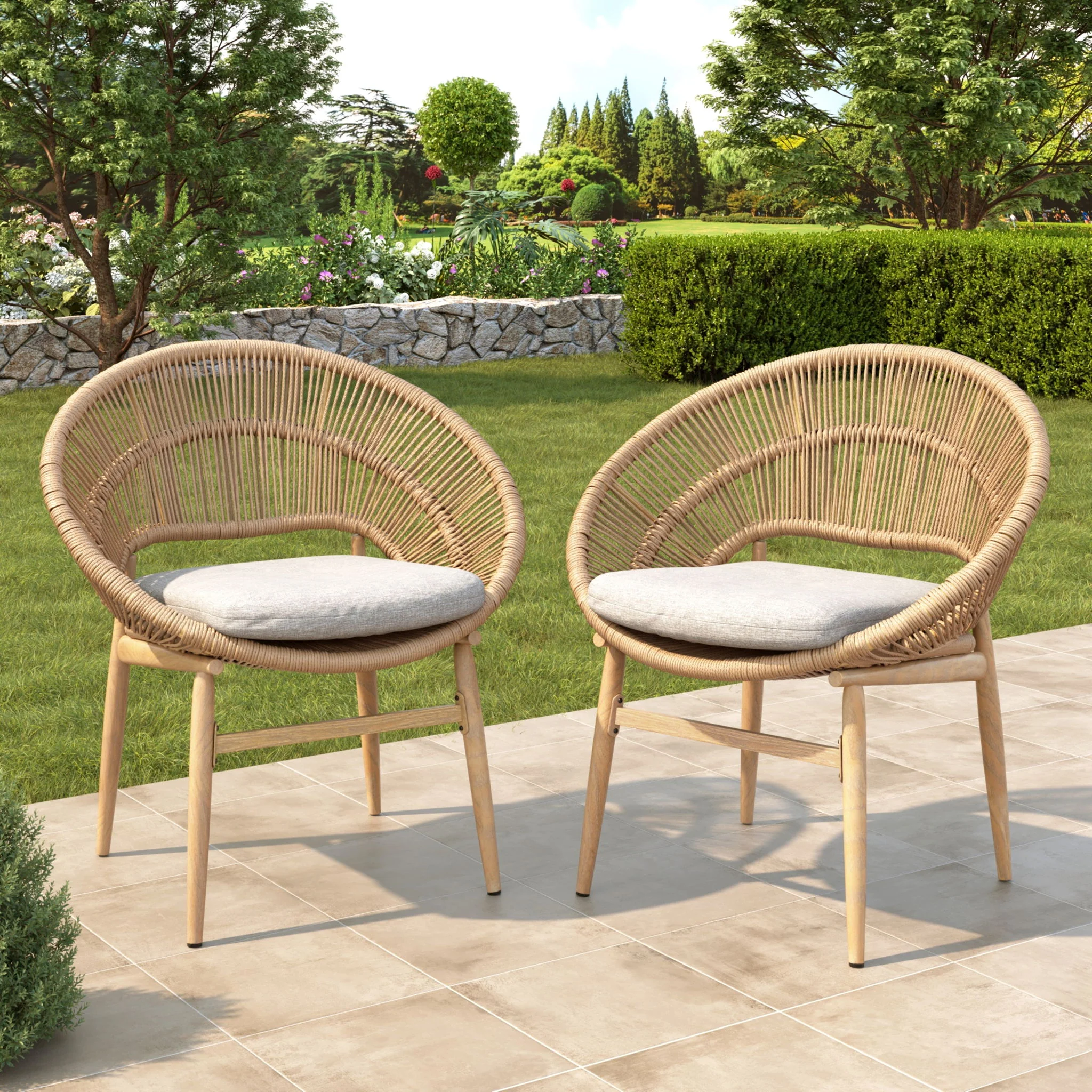 Cyril - Outdoor Papasan Style Dining Chair (Set of 2) - Image 8