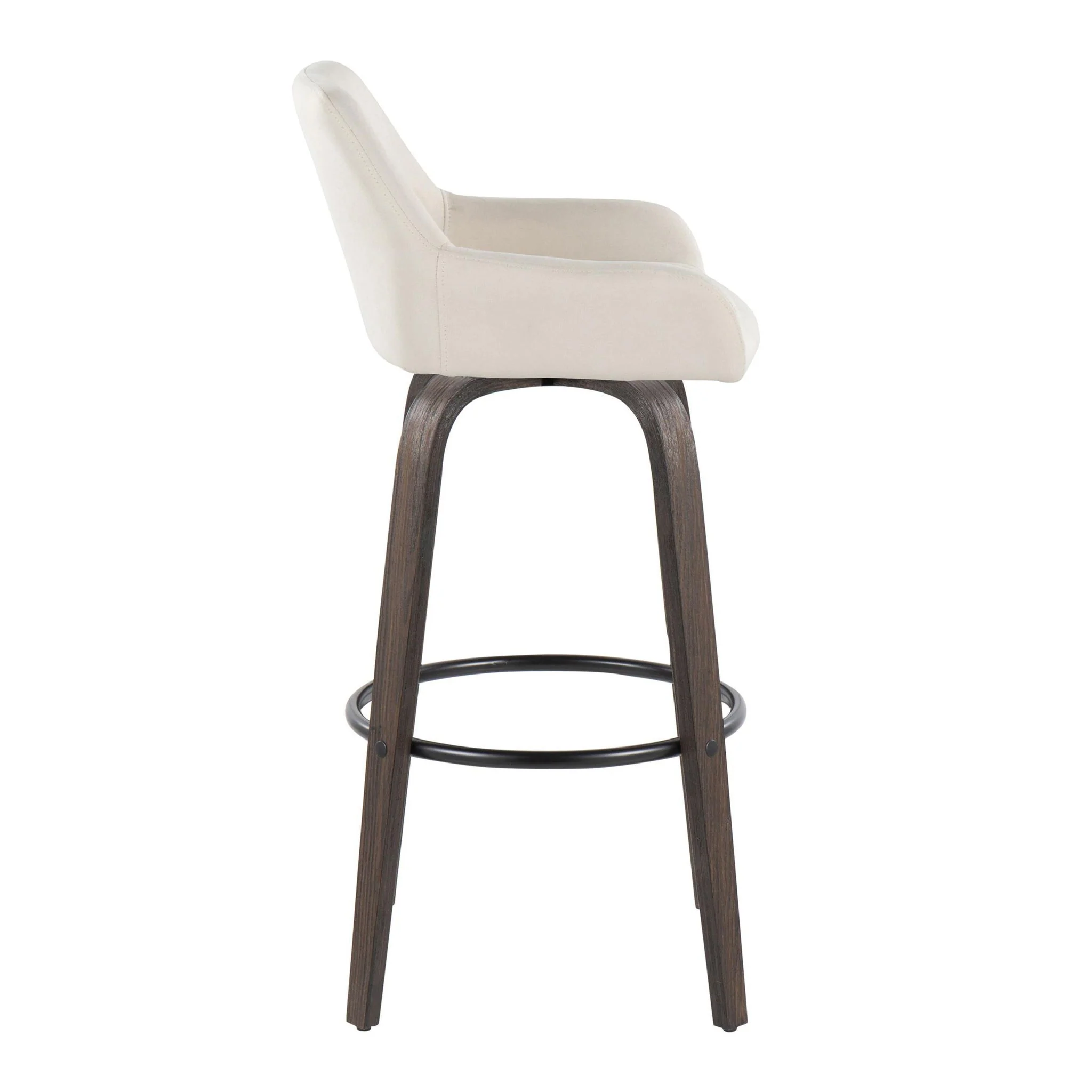 Daniella - Contemporary Fixed Height, Barstool With Swivel With Round Footrest (Set of 2) - Image 8