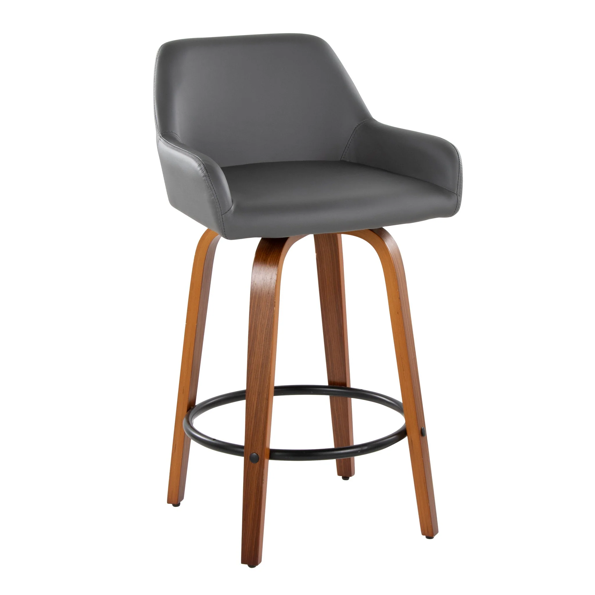 Daniella - Contemporary Fixed Height Counter Stool With Swivel With Round Footrest (Set of 2) - Image 10