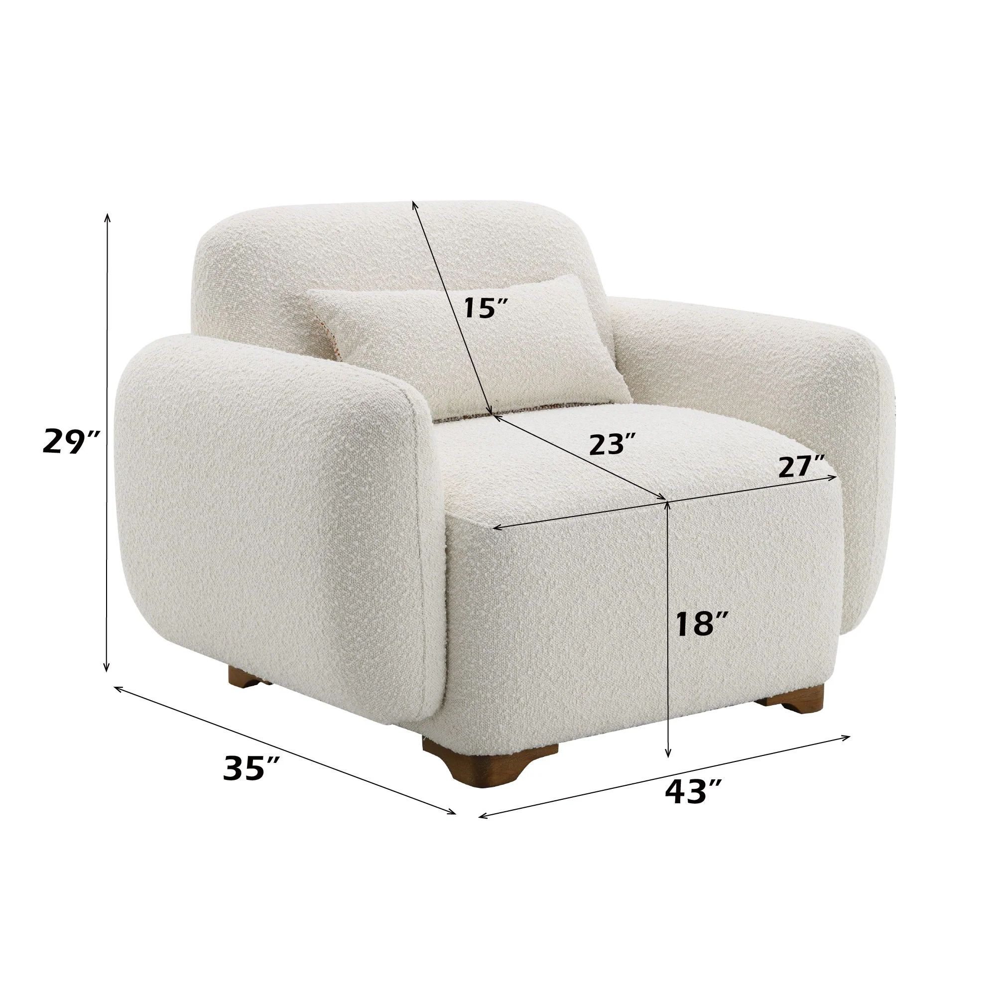 Darius - Boucle Accent Chair With 1 Toss Pillow - Beige - Image 2