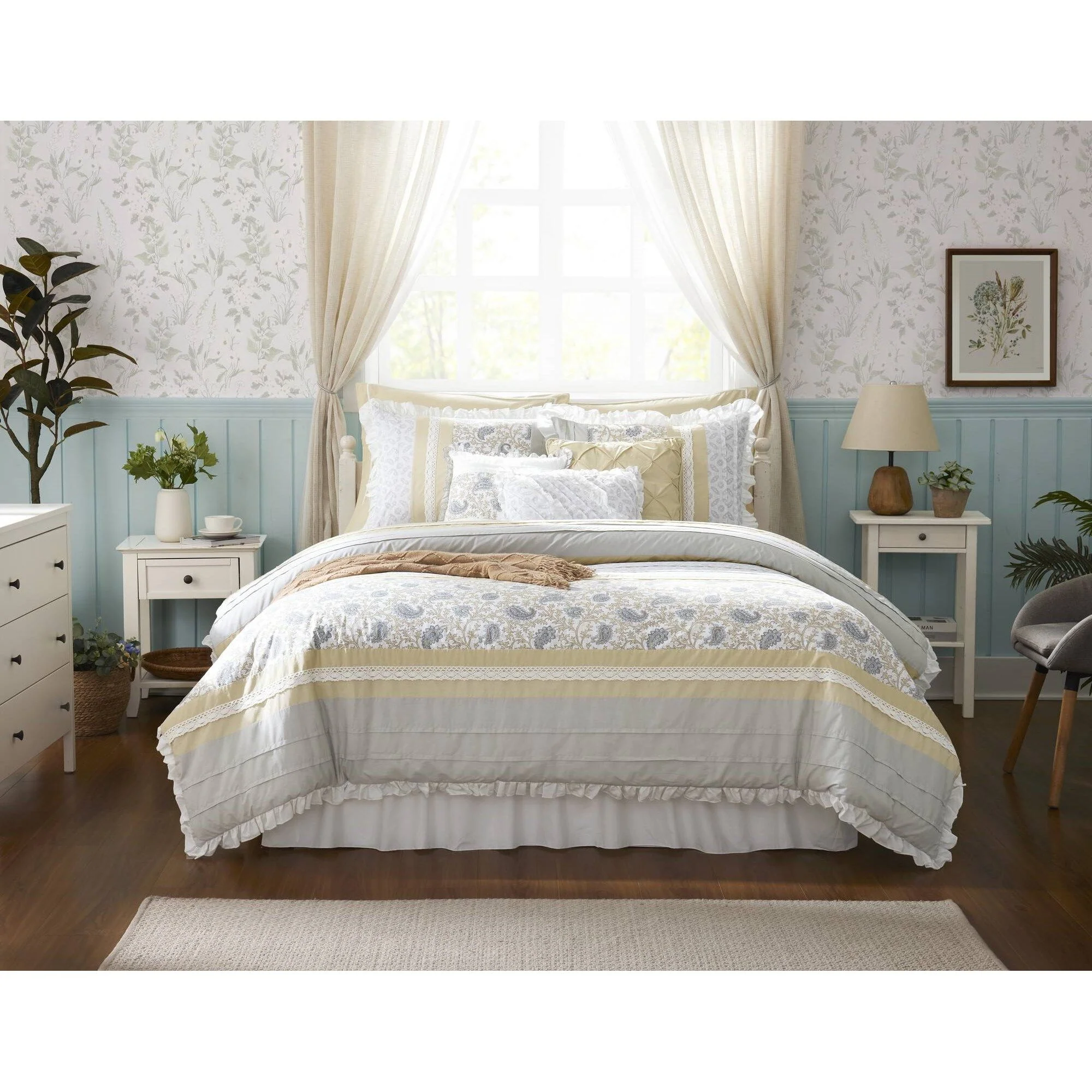 Dawn - King 9 Piece Comforter Set - Yellow - Image 4