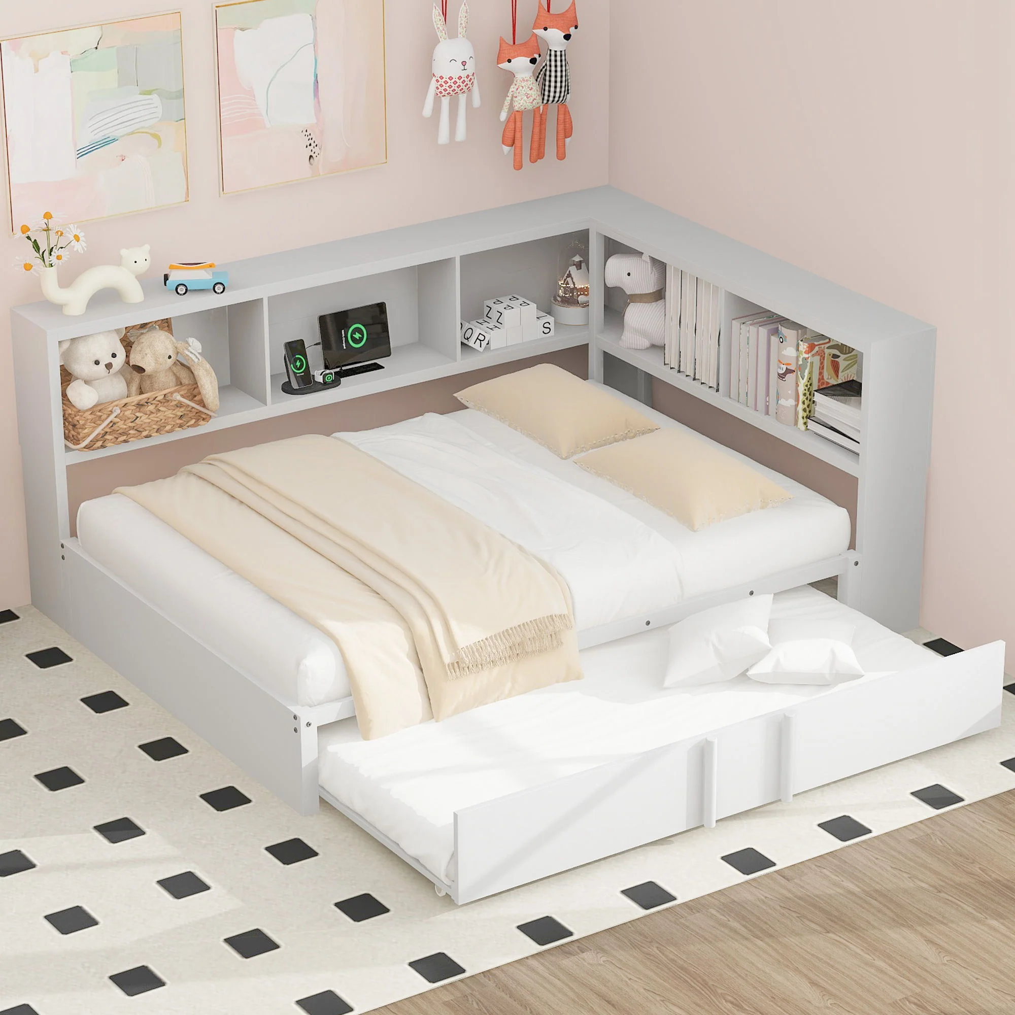 Daybed With Trundle, Storage Cabinets And USB Ports - Image 4