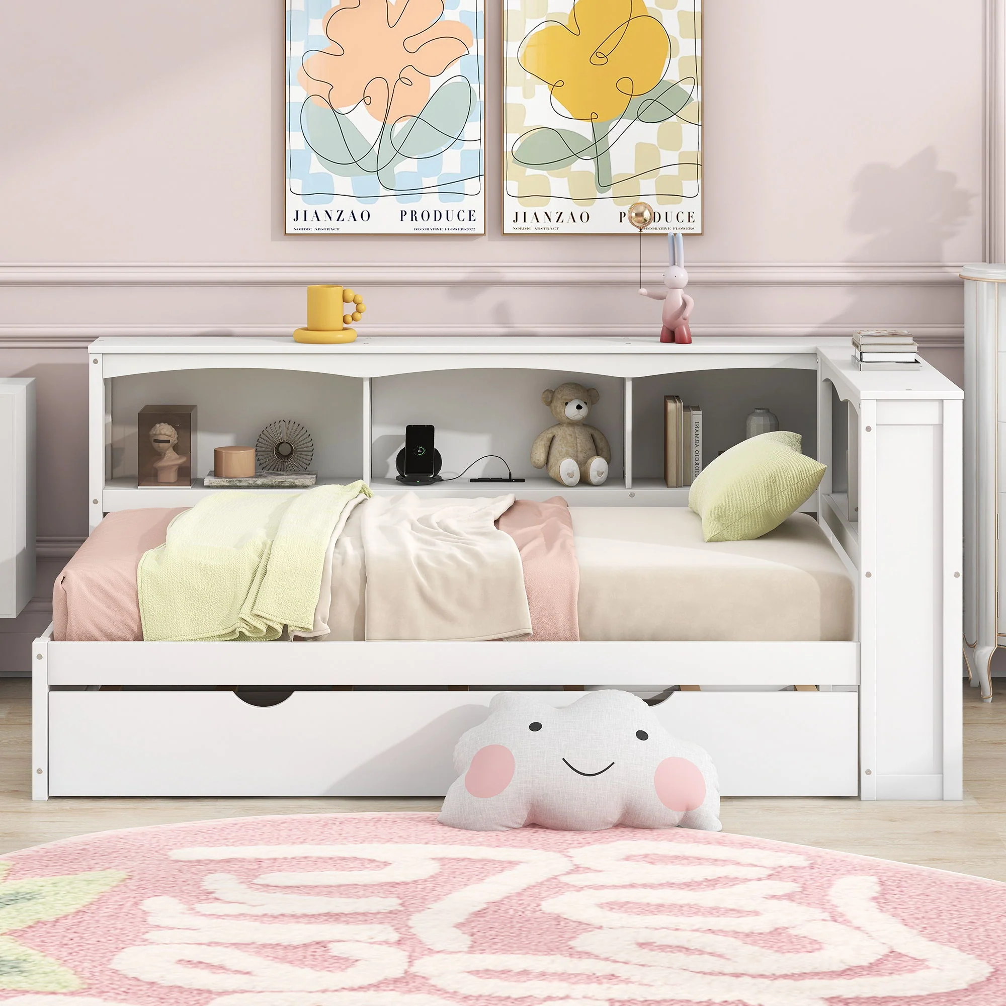 Daybed With Trundle, Storage Cabinets, USB Ports - Image 7