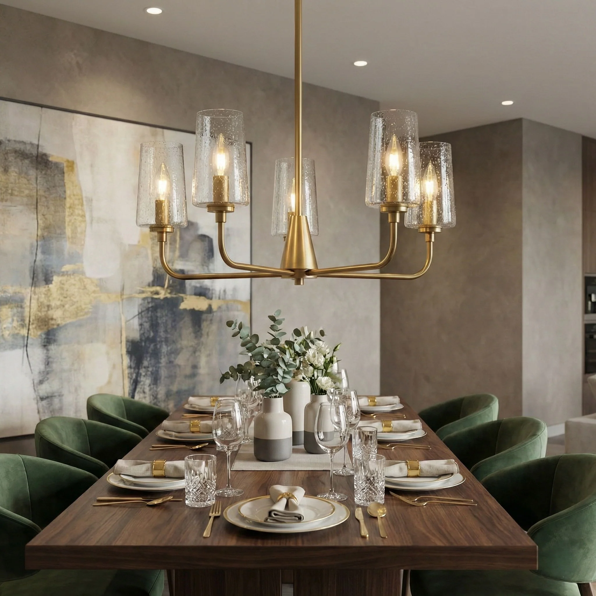 Dazzle - 5 Lights Chandelier With Clear Seeded Satin - Antique Brass / Clear / Gold - Image 2