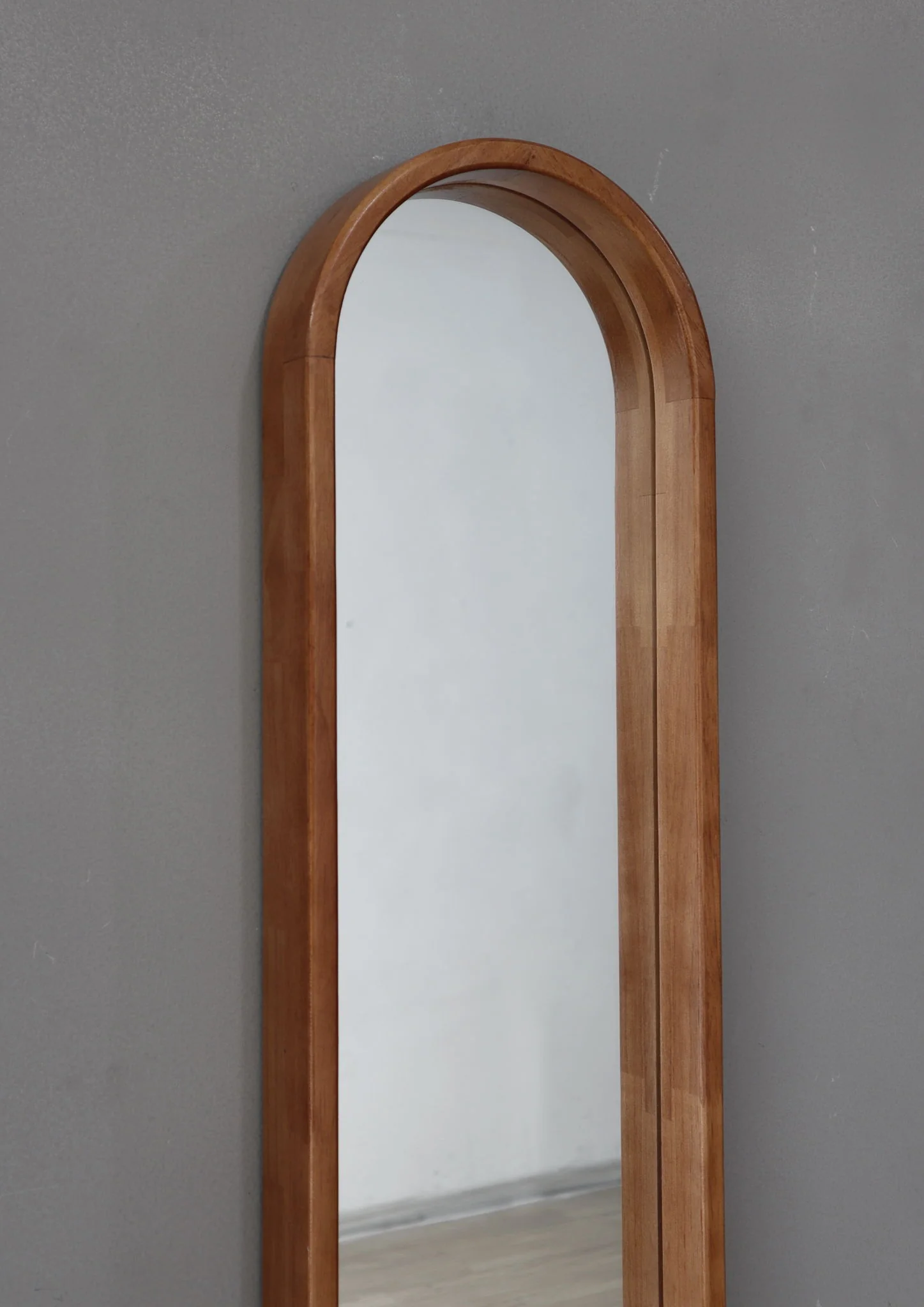 Decorative Rubber Frame Mirror With Elongated Oval Frame - Brown - Image 3