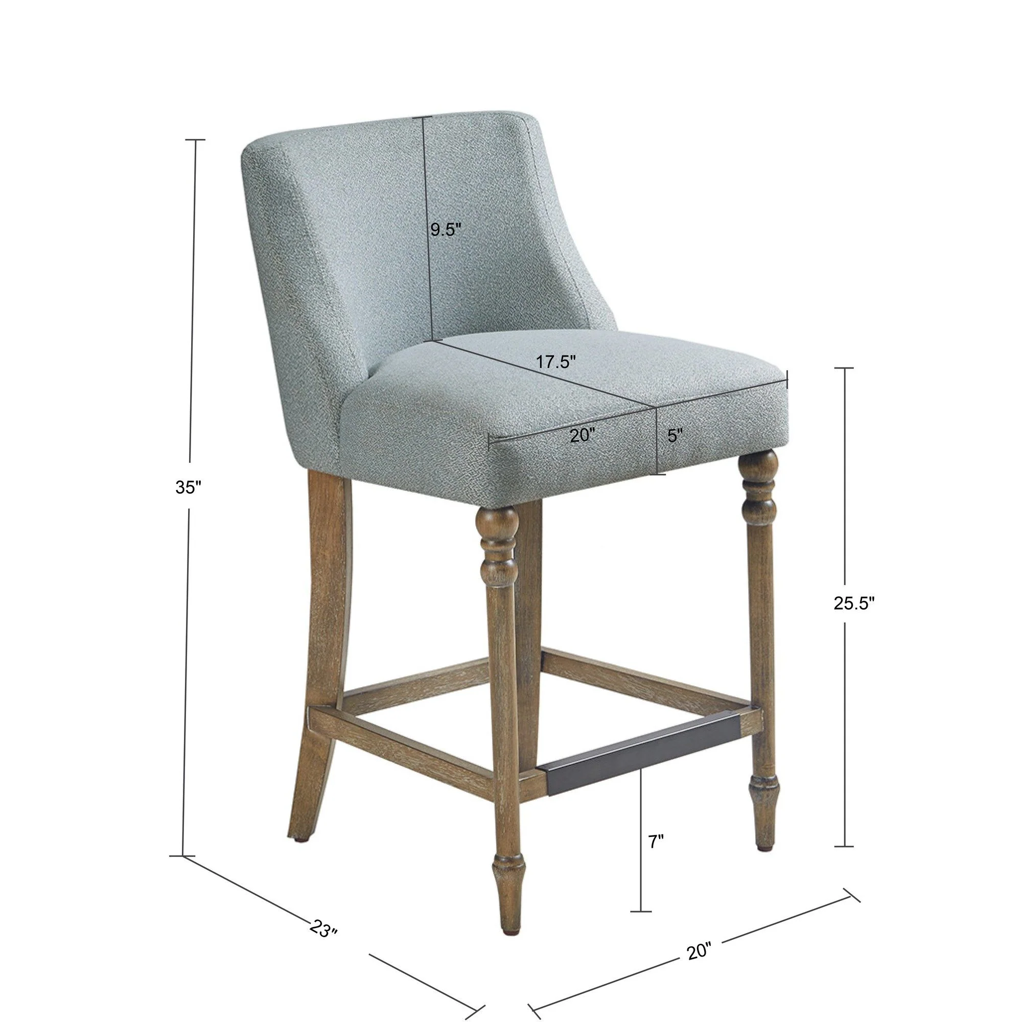 Delaney - 25" Upholstered Counter Stool - Blue - Image 4