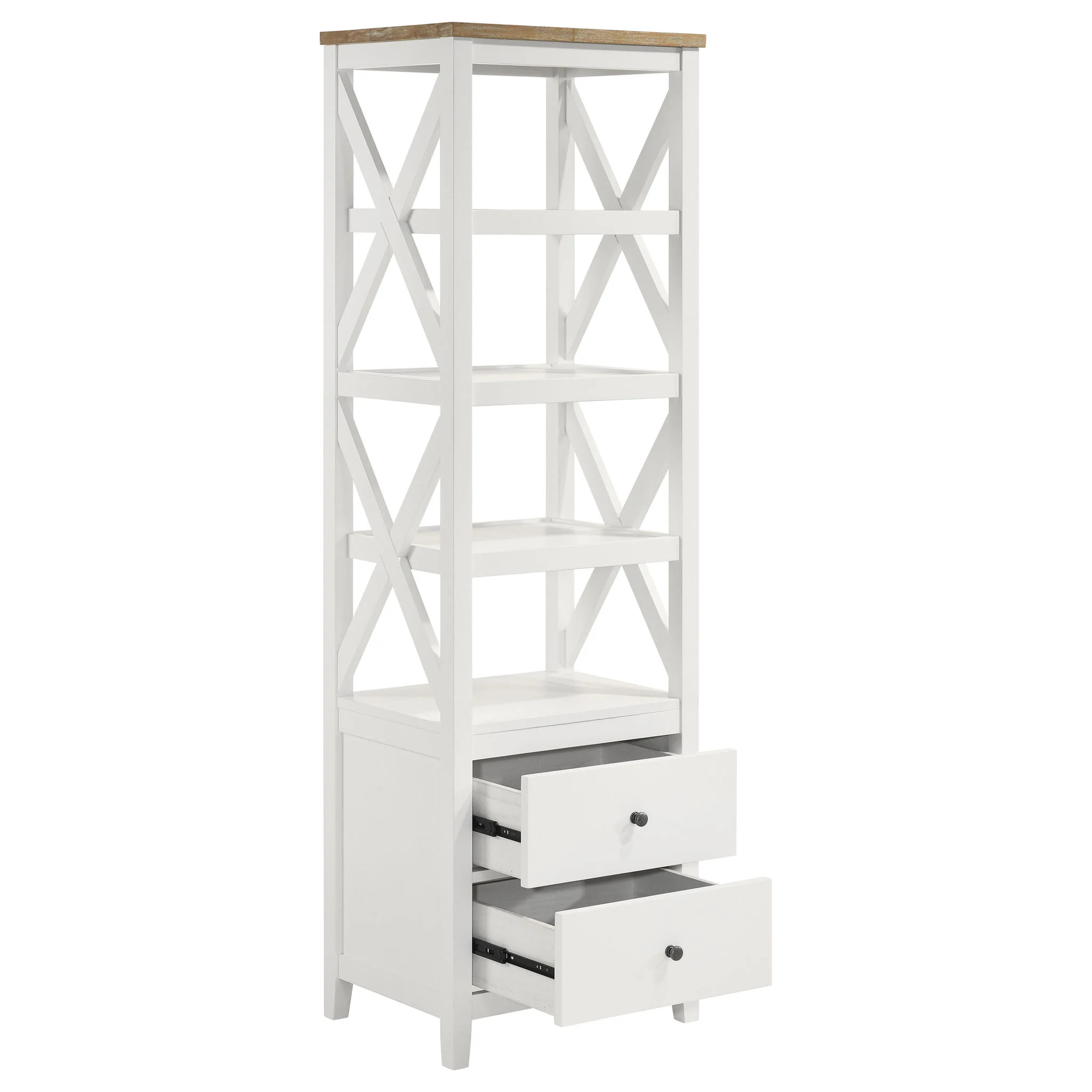 Delaney - 4 Shelf Bookcase With Top Storage Tower - White - Image 4
