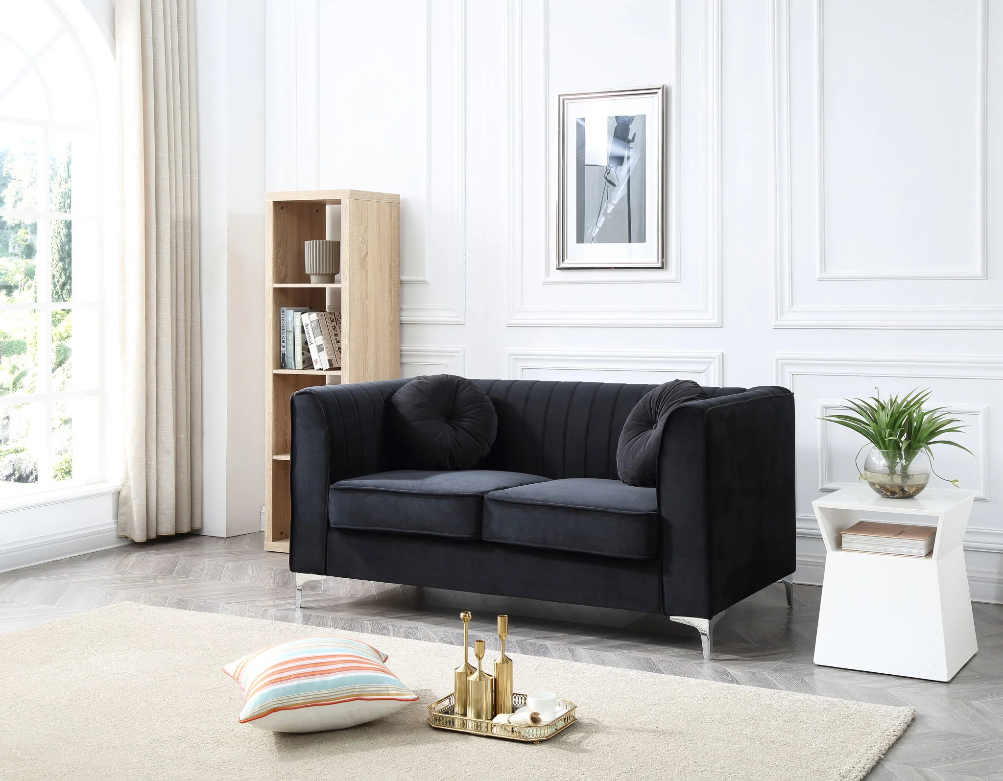 Glam Styled Micro Suede Loveseat - Image 2