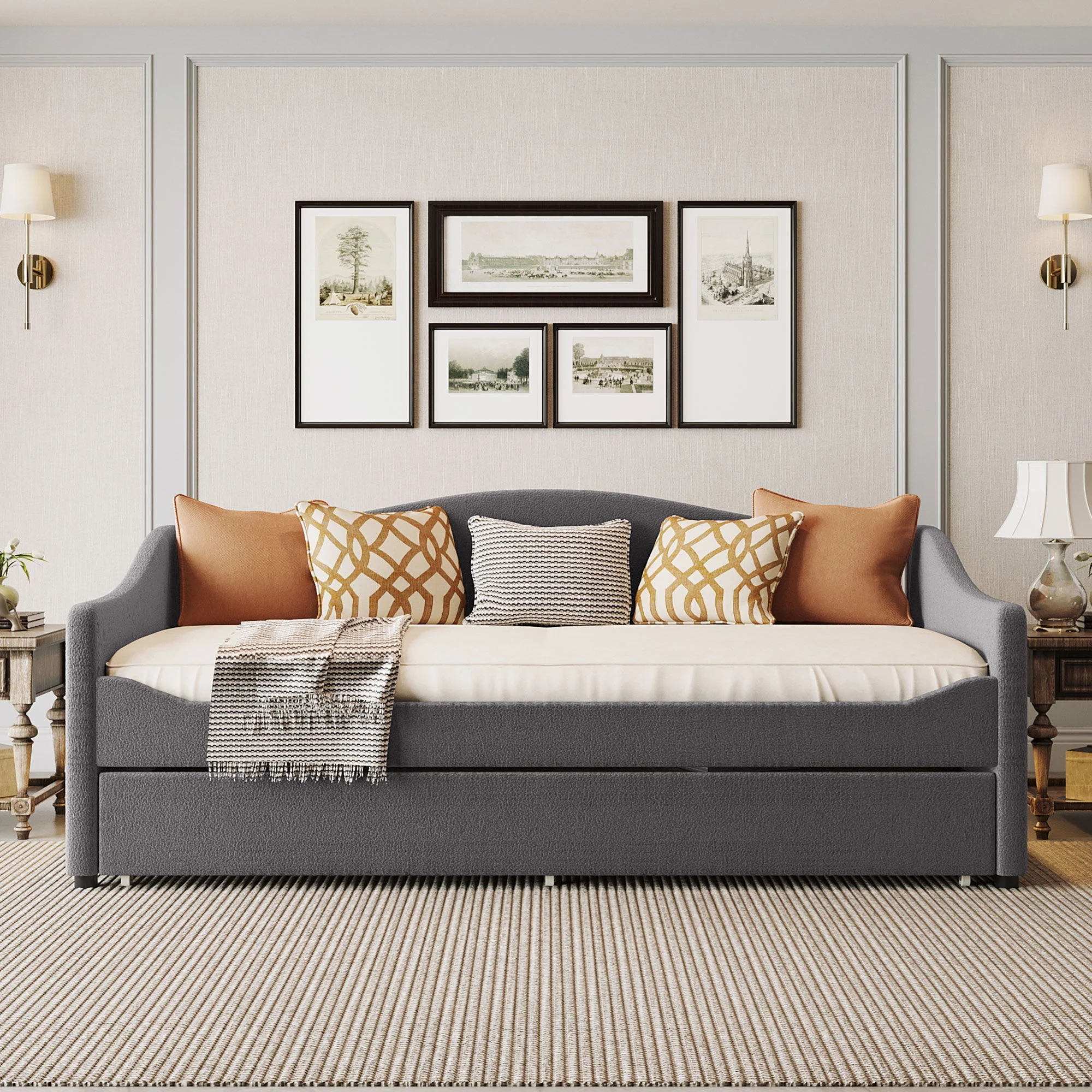 Design Upholstered Daybed With Light And Trundle - Image 6