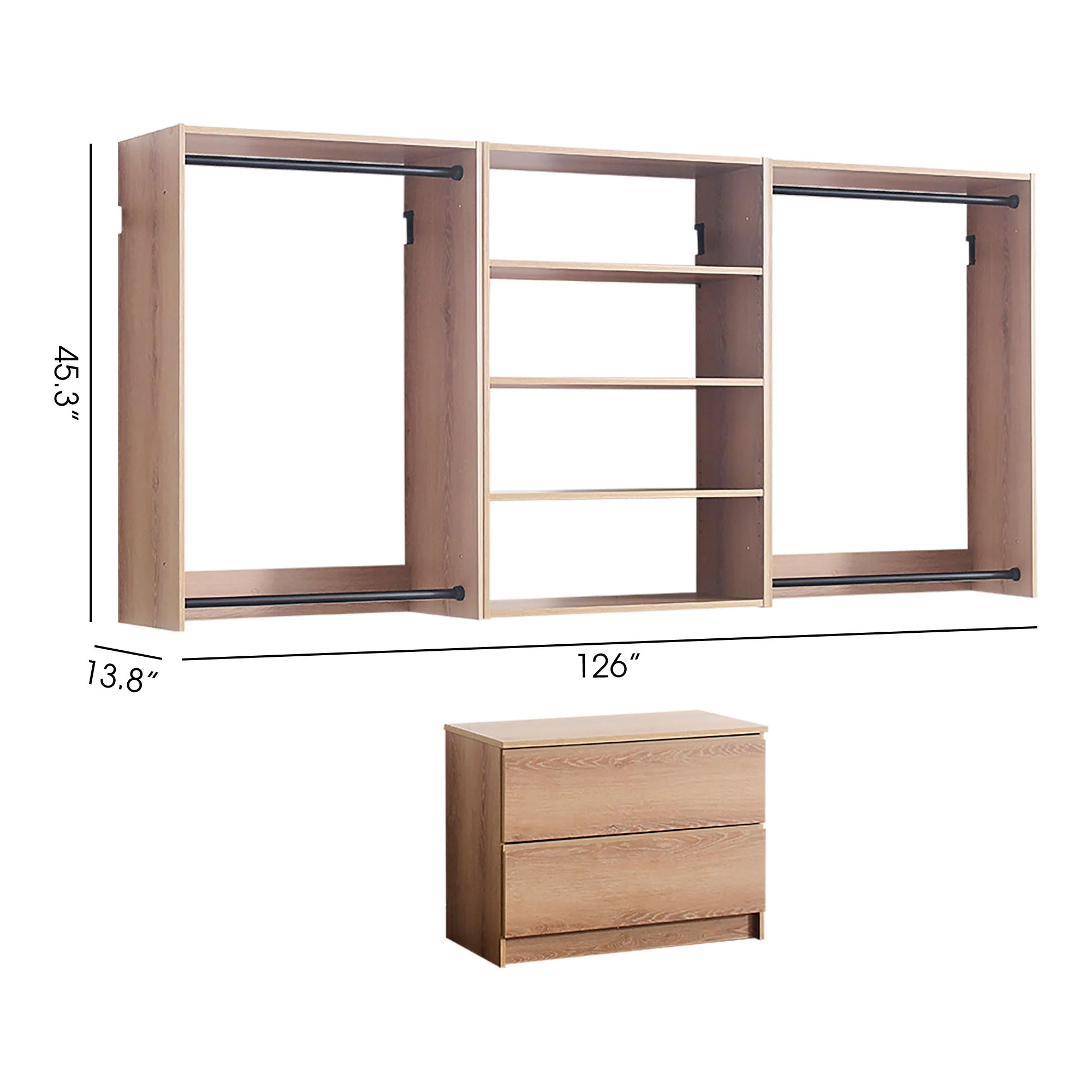Devi - Wall Mounted Wood Closet System With Modular Units - Image 6