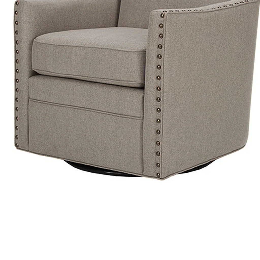 Devrim - Herringbone Texture Swivel Chair - Natural - Image 3