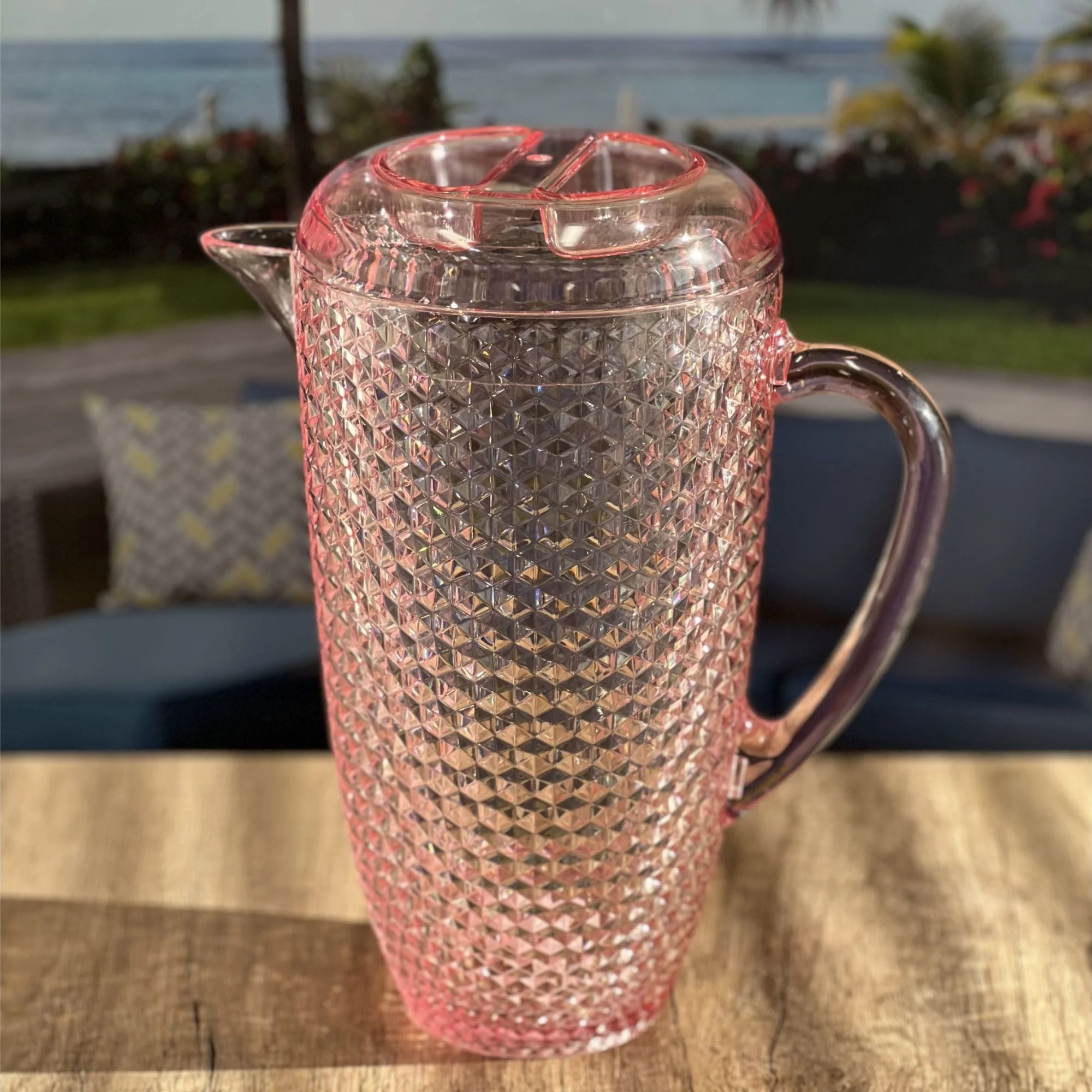 Diamond Cut Unbreakable Plastic Water Pitcher With Lid - Image 6