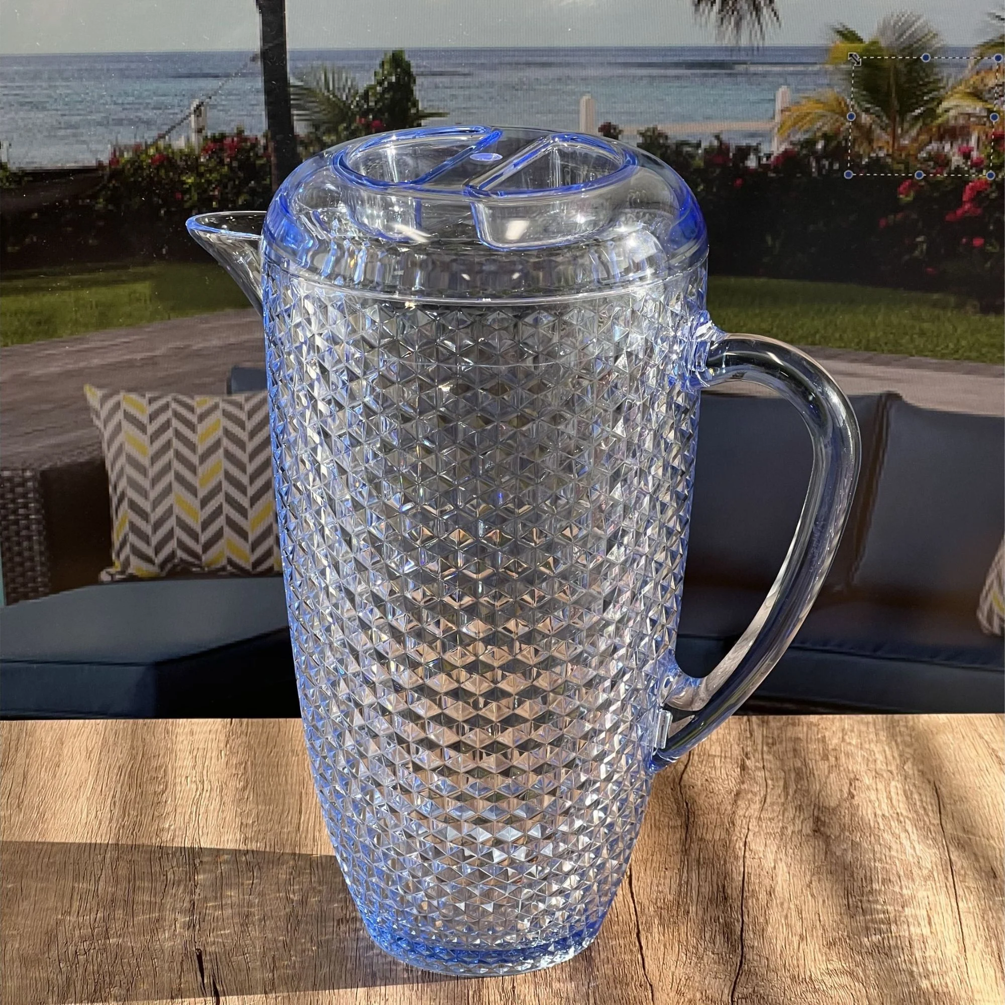 Diamond Cut Unbreakable Plastic Water Pitcher With Lid - Image 9