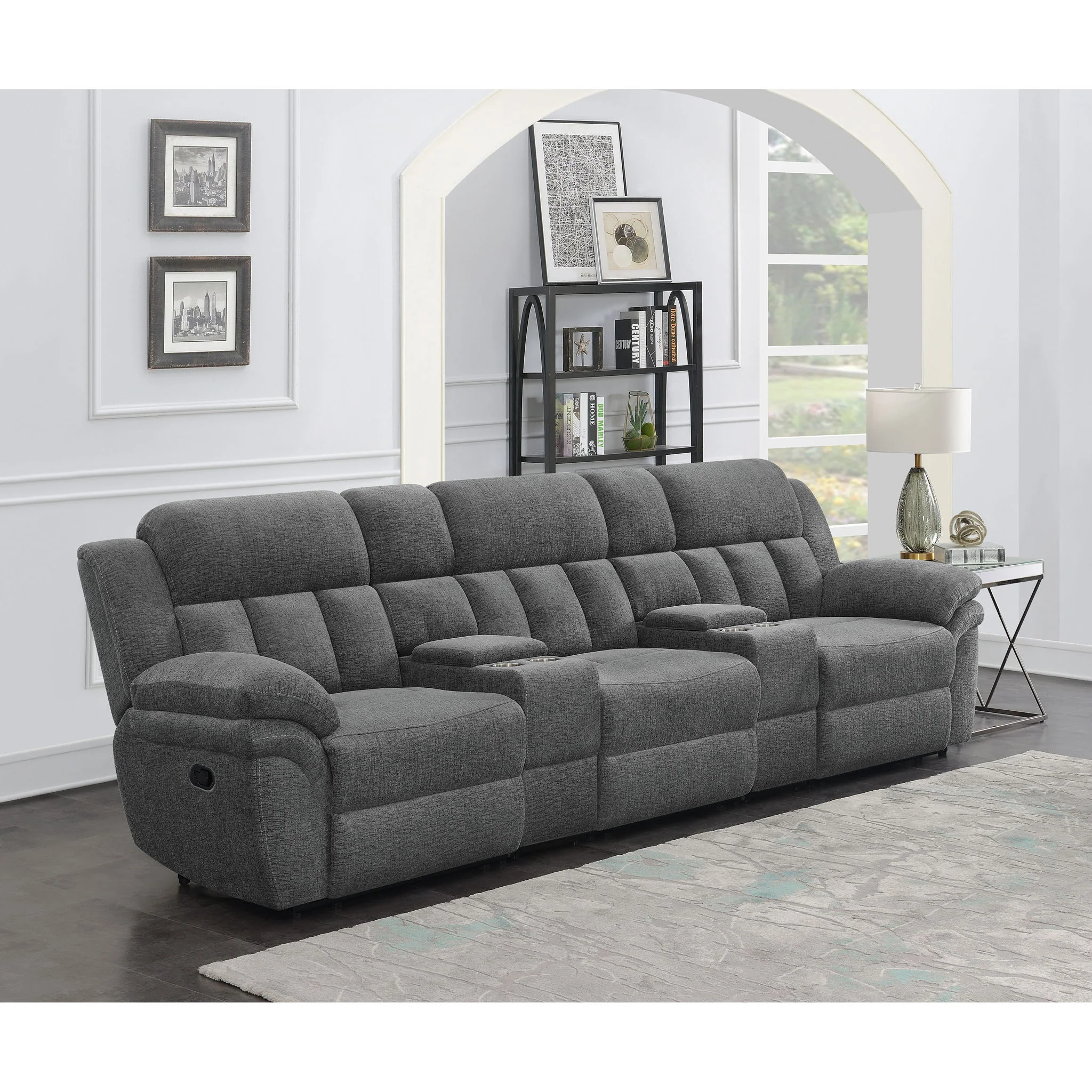 Divine - 5 Piece Power Reclining Home Theater Seating Set With Memory Foam Cushions And Storage Consoles - Image 4
