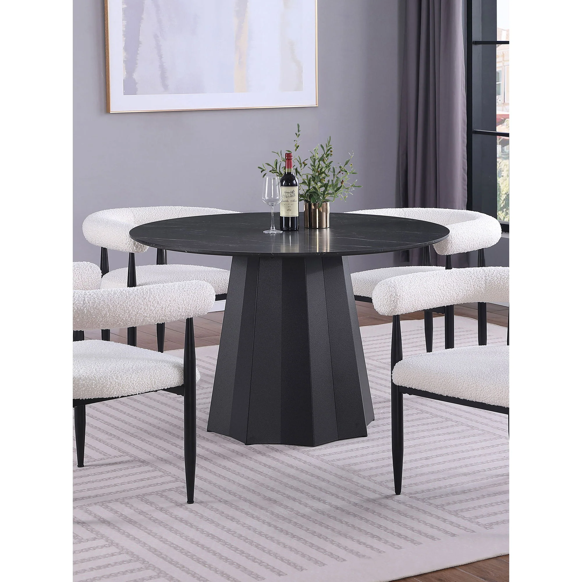 Dorgan - Round Dining Table - Black - Image 3