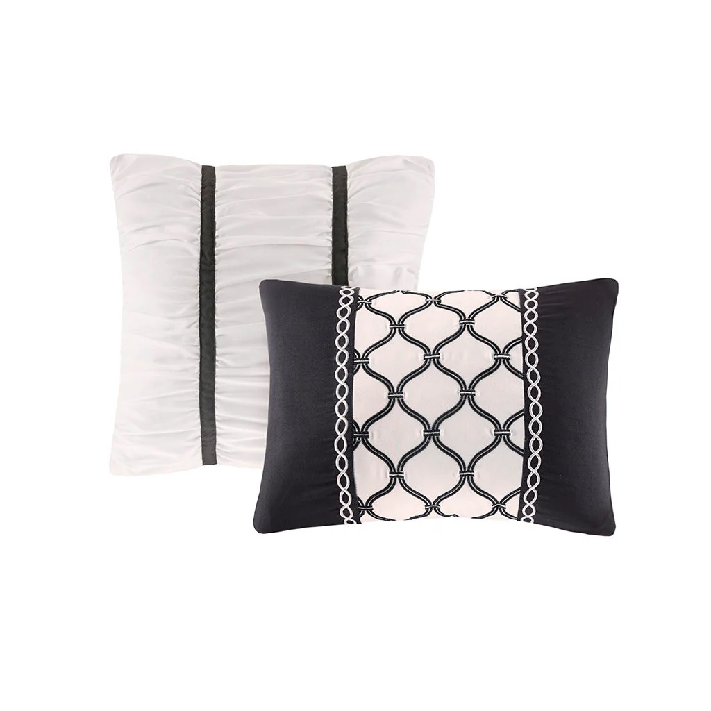 Dorsey - Floral Print Comforter Set - Black / White - Image 4