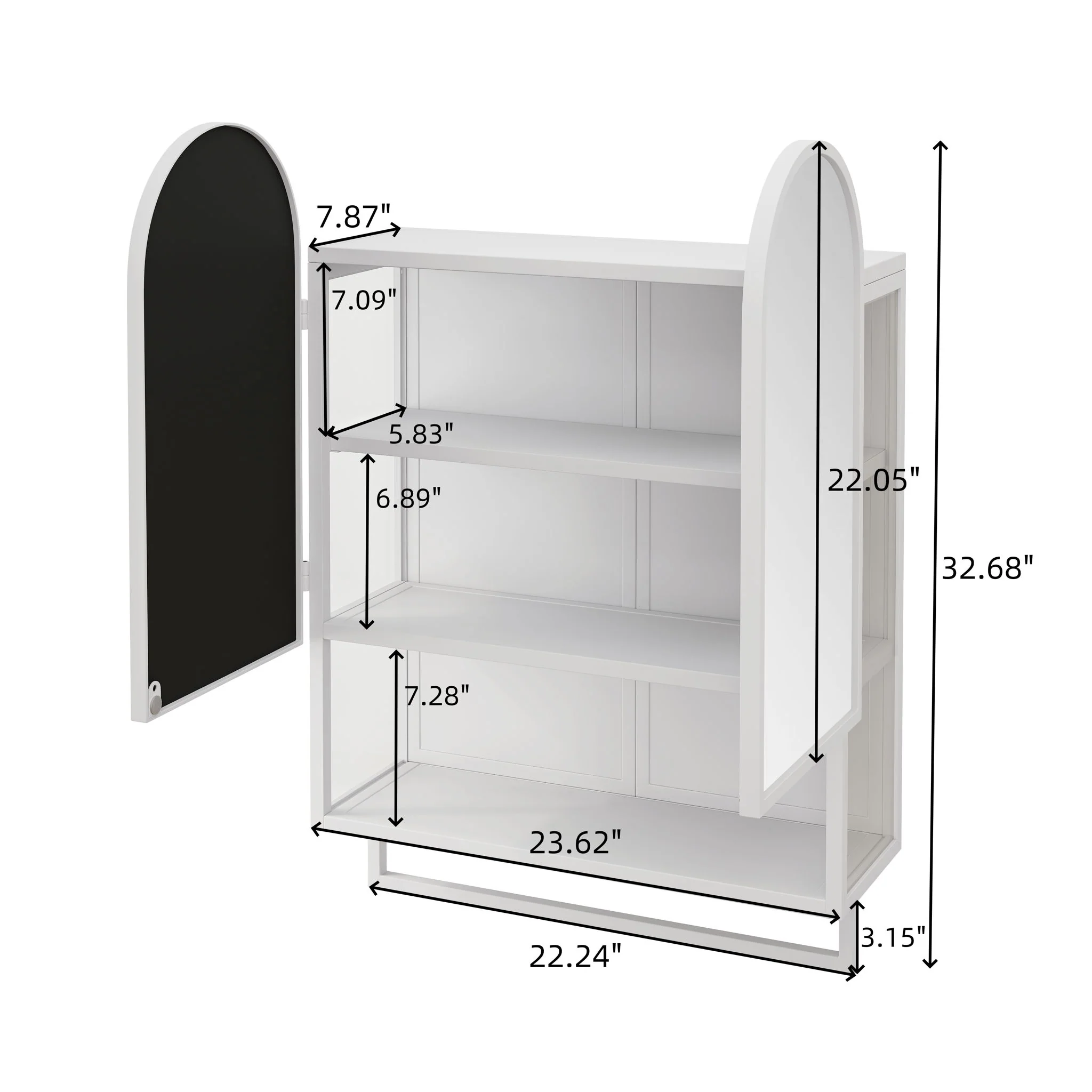 Double Arched Mirror Wall Cabinet With 2 Doors, Featuring Adjustable Shelves And Towel Rack - Image 8