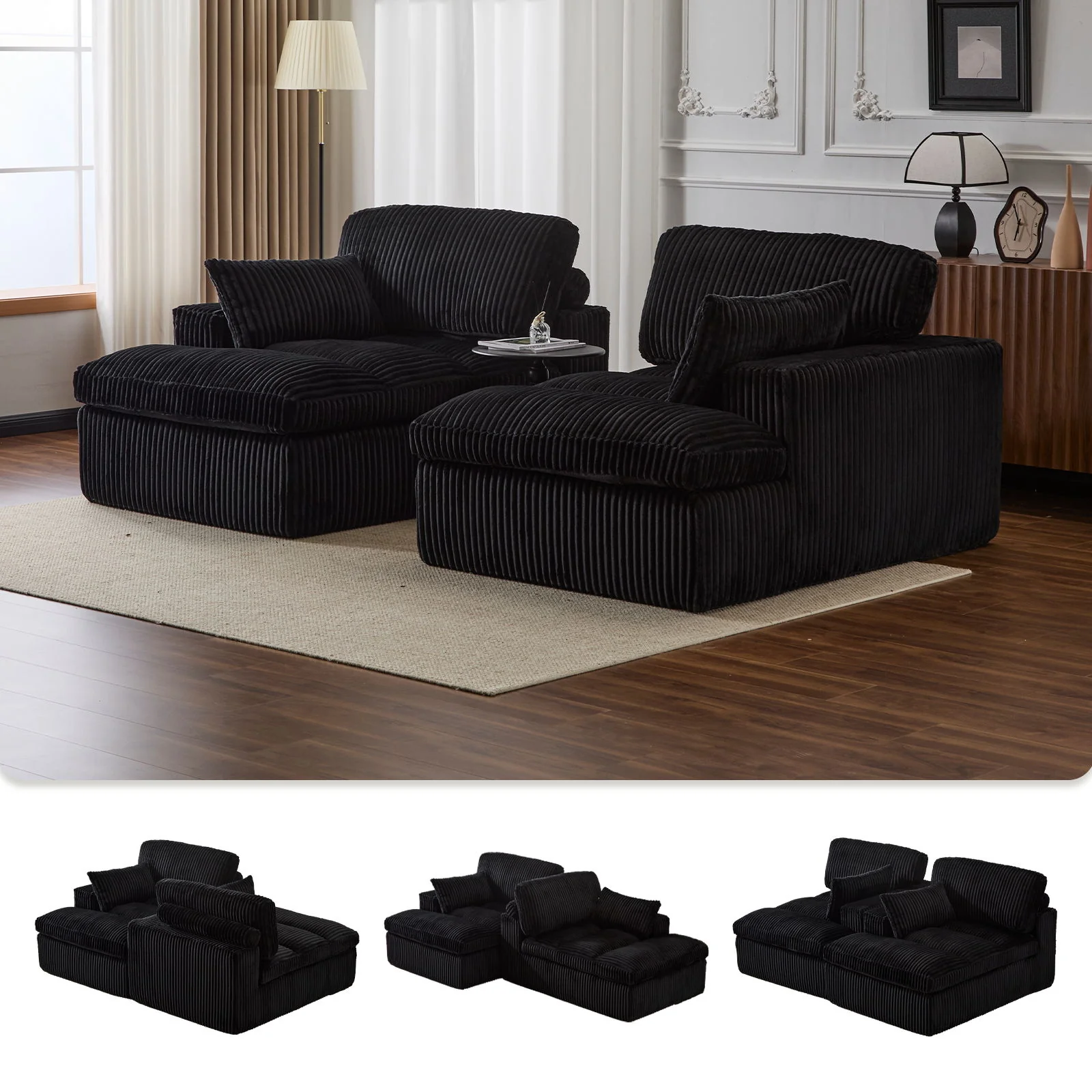 Double Chaise Lounge Chair, Oversized Upholstered Sleeper Cloud Couch - Image 6