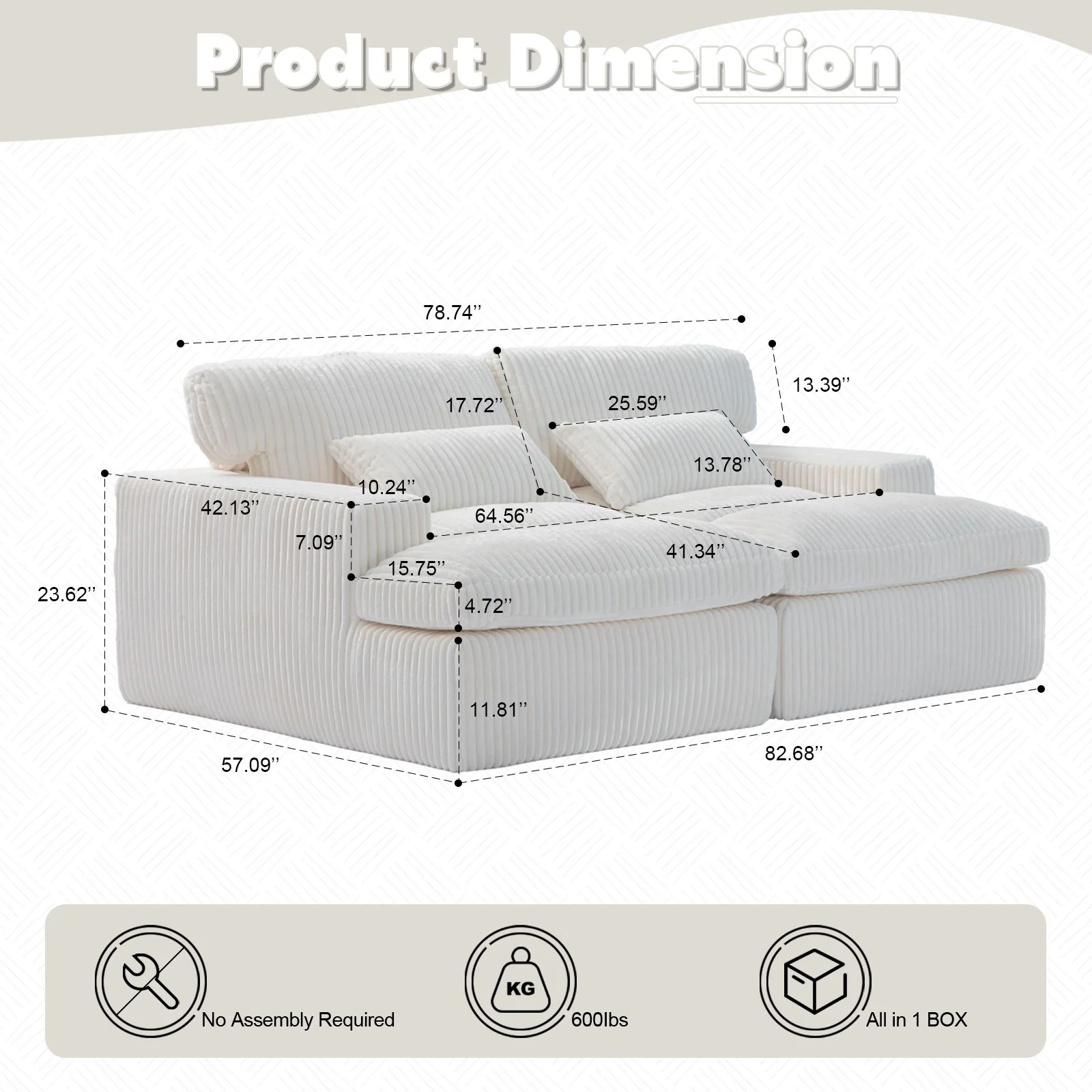 Double Chaise Lounge Chair, Oversized Upholstered Sleeper Cloud Couch - Image 7