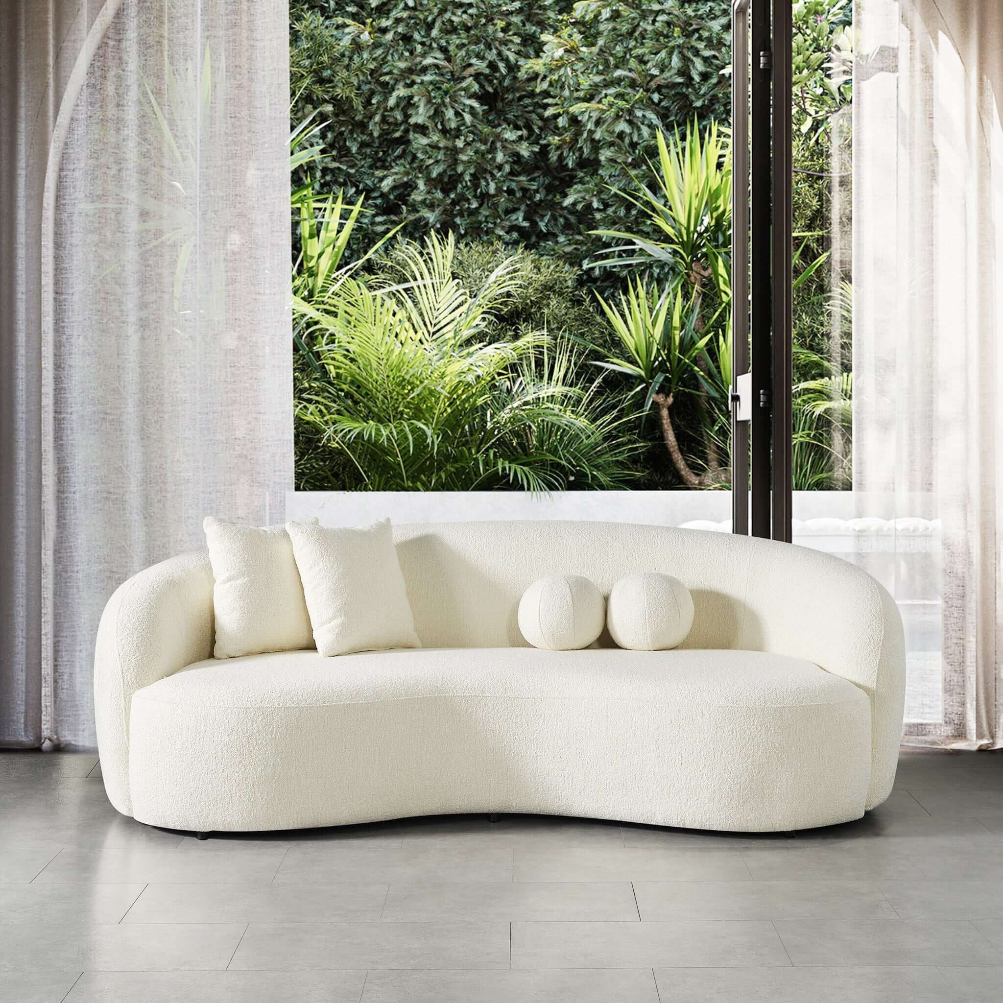 Drake - Japandi Style Curvy Boucle Sofa - Image 4