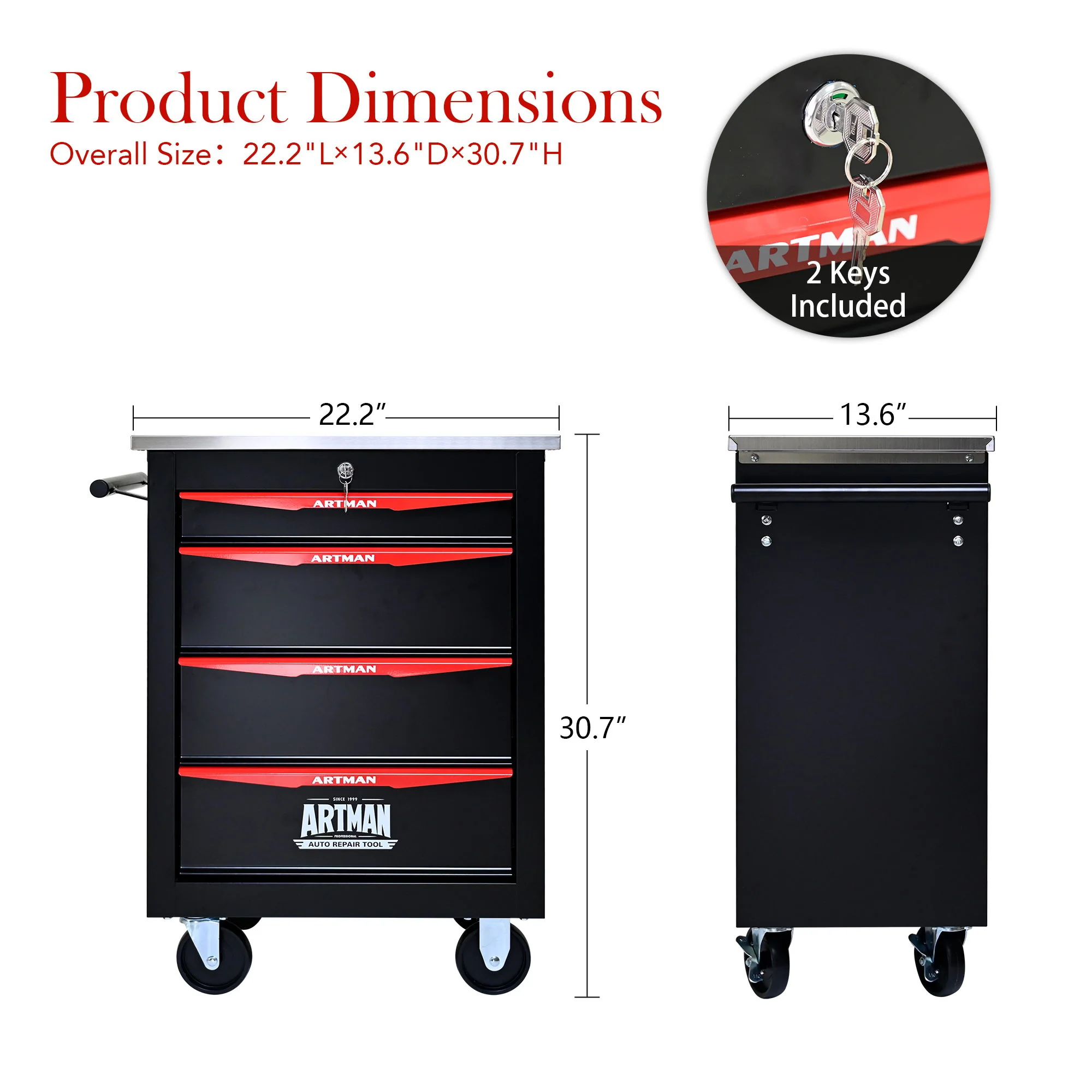 Drawer Multifunctional Tool Cart With Wheels For Garage - Image 6