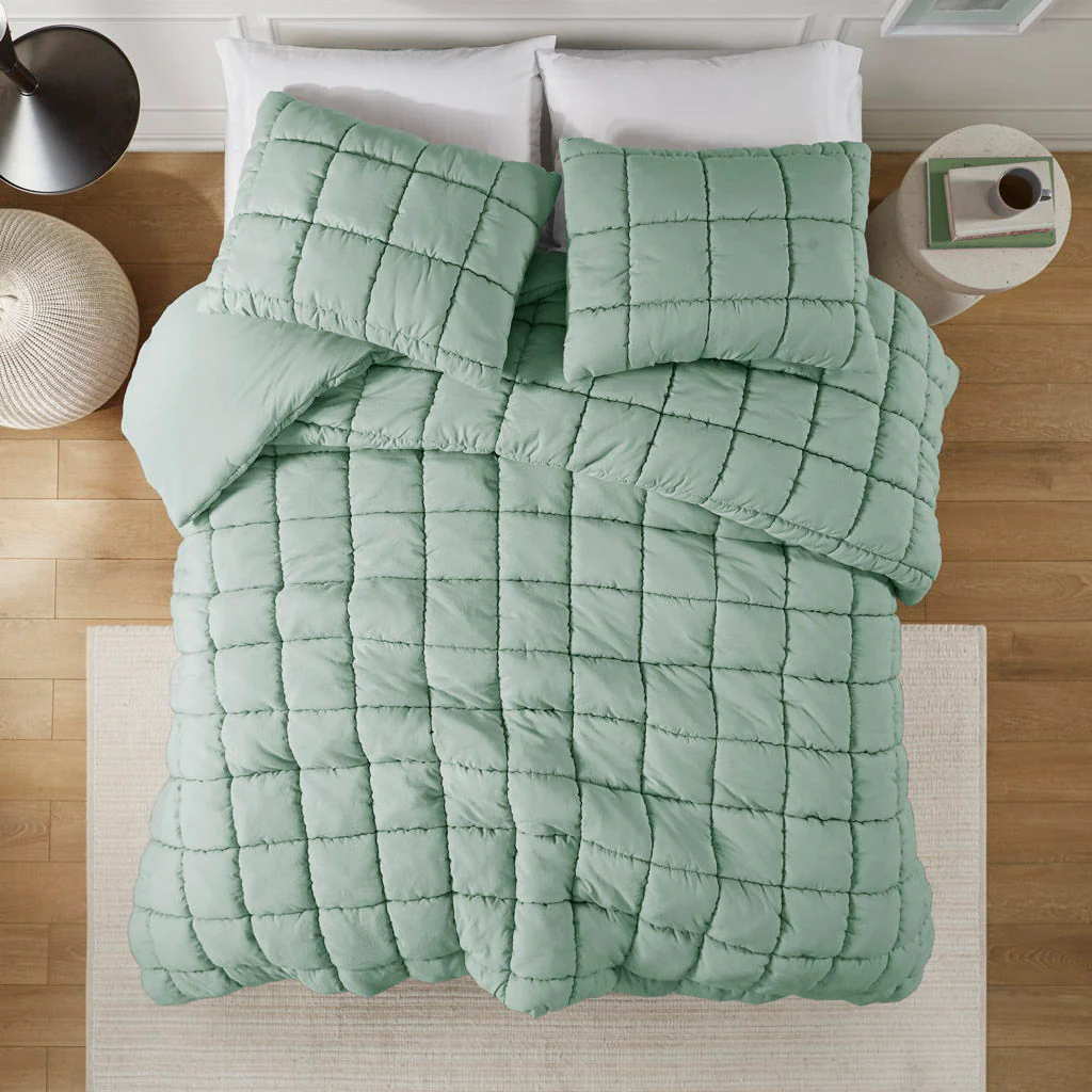 Dream Puff - Down Alternative Comforter Set - Green - Image 3