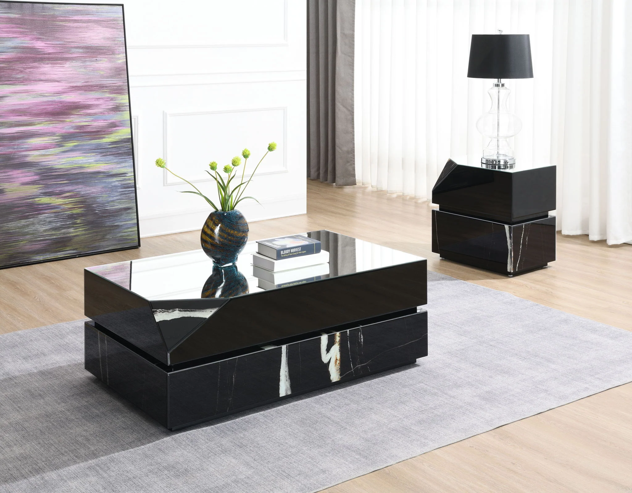 Drisana - Mirrored End Table - Black - Image 2