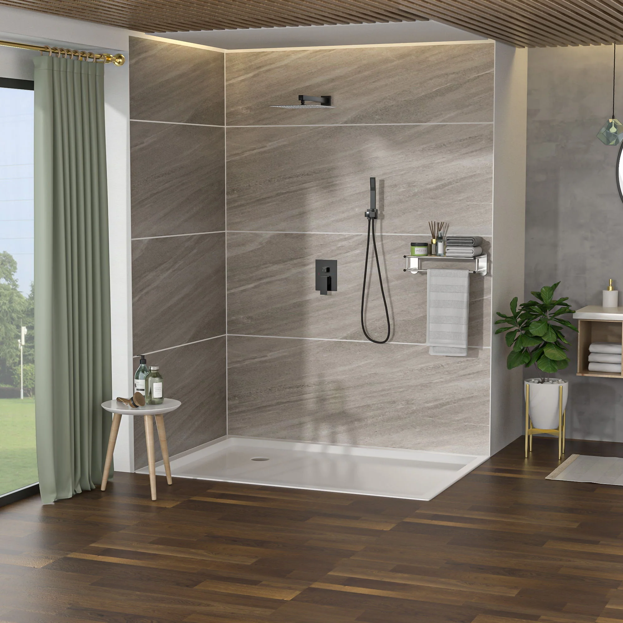 Dual Shower Head System With 12" Square Rain Shower And Rough In Valve - Image 9