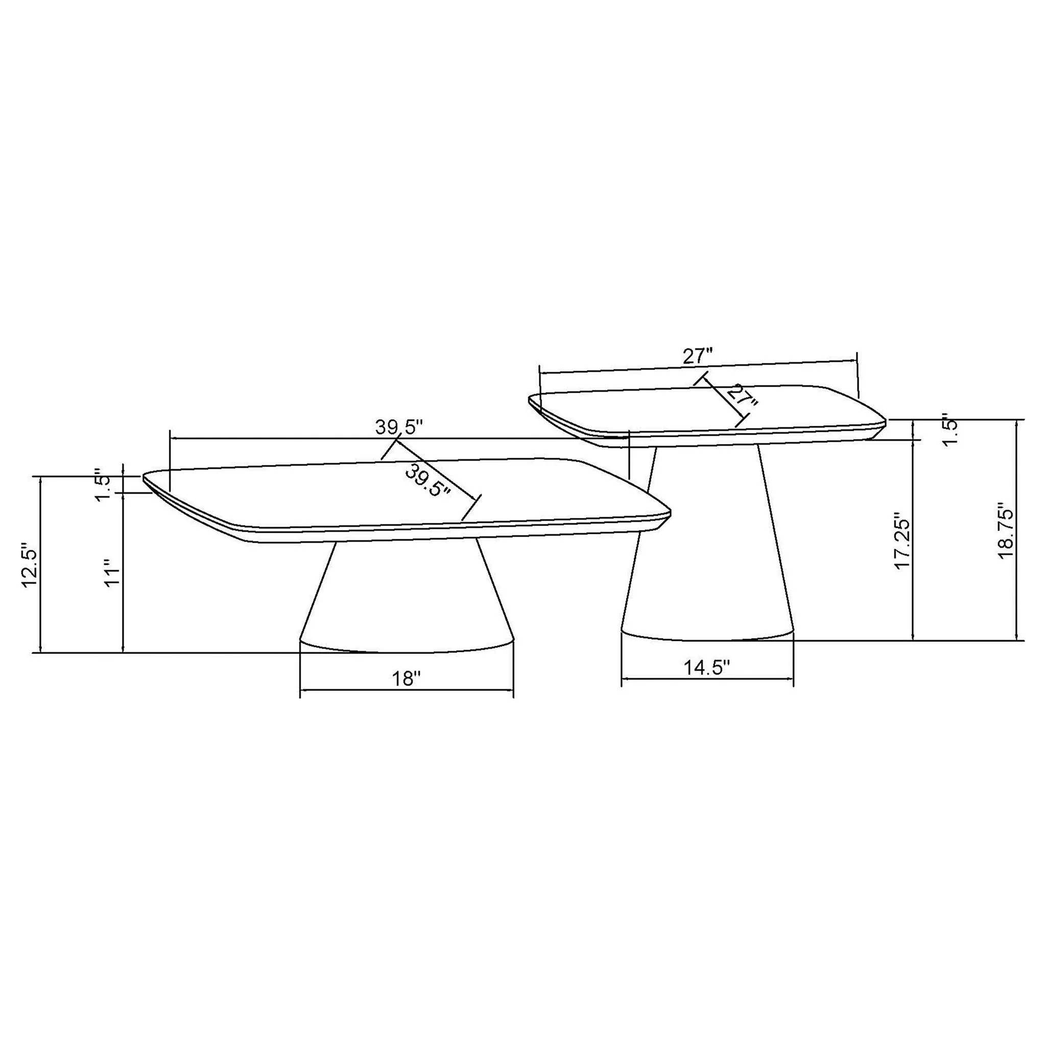 Duncan - 2 Piece Coffee Table Set With Sculpted Bases - Walnut - Image 4