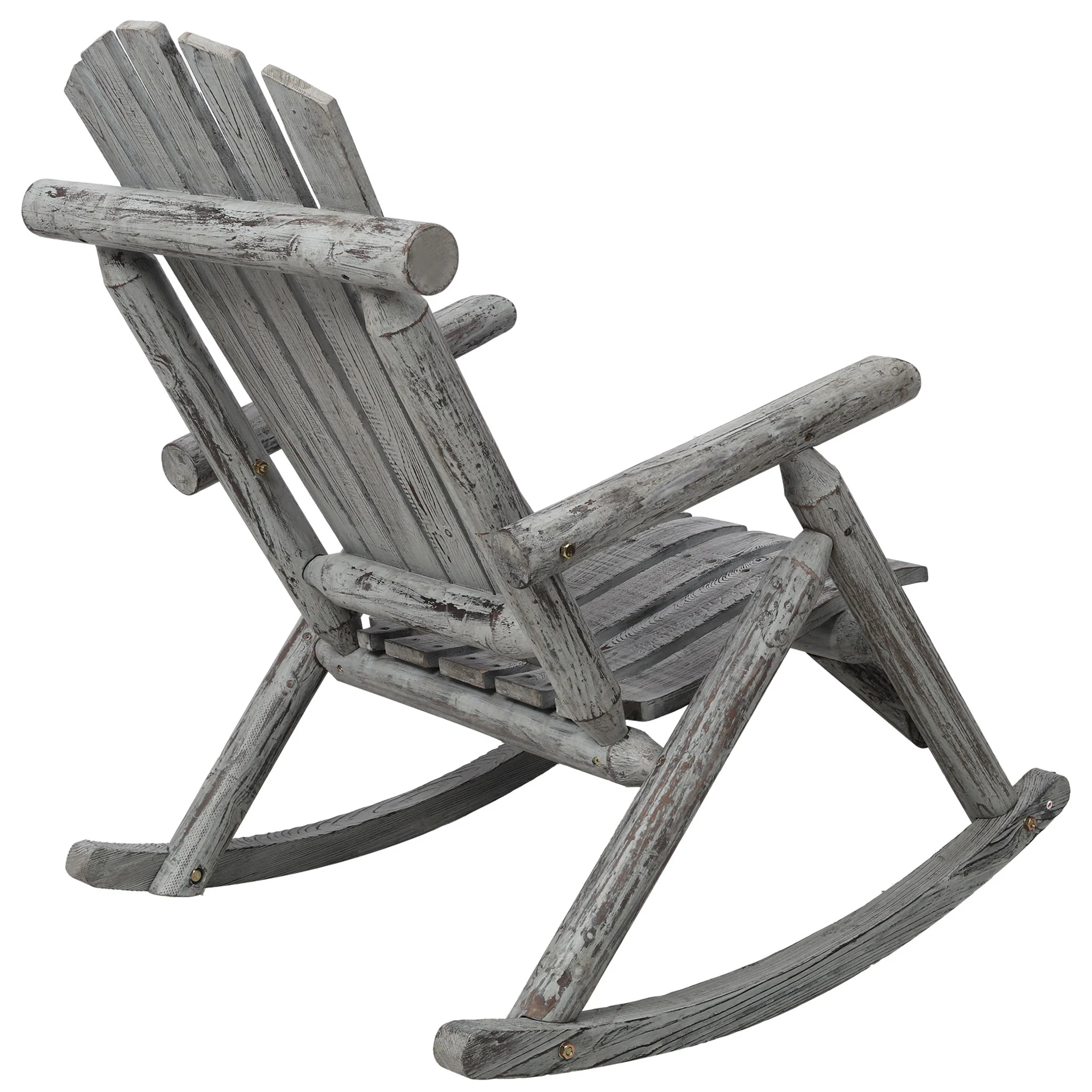 Durable Wooden Porch Rocker, Fir Log Rocking Chair - Image 5