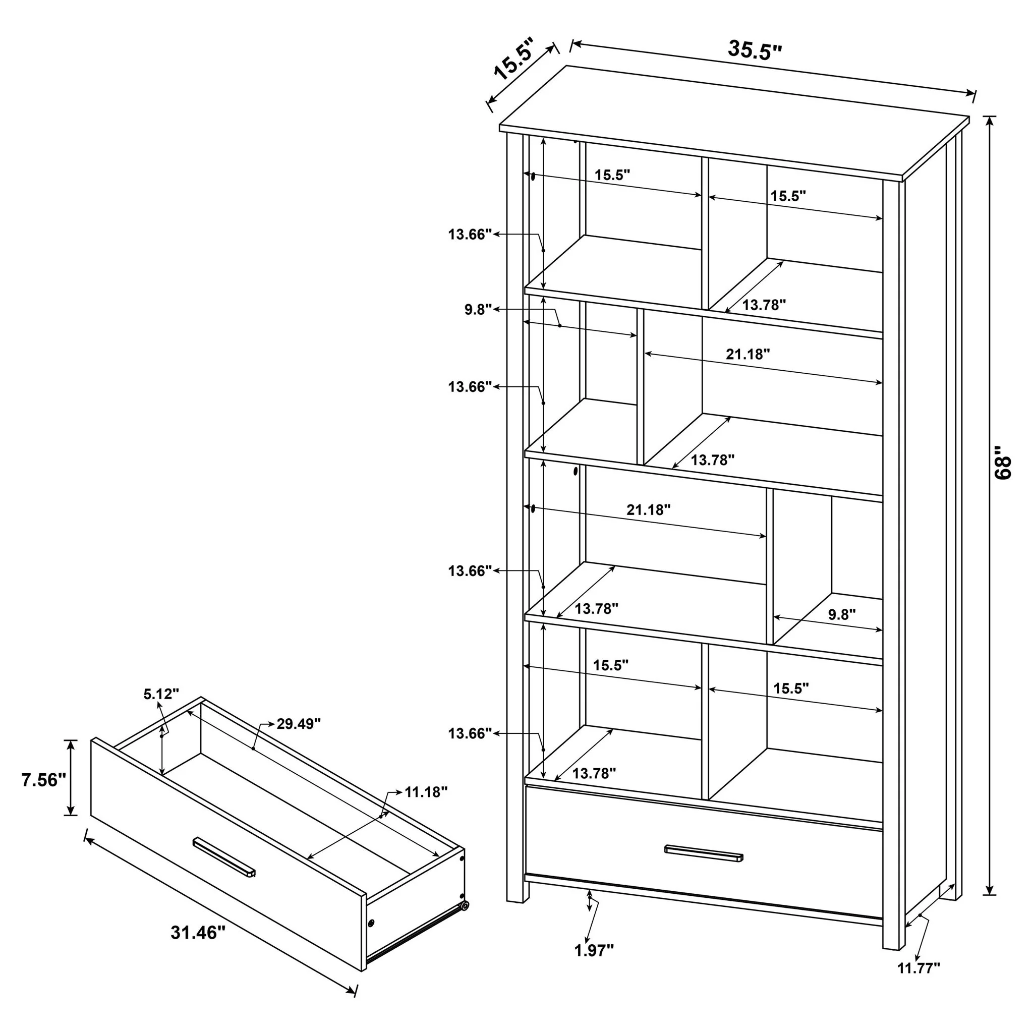 Dylan - 4 Shelf Storage Bookshelf - Image 7