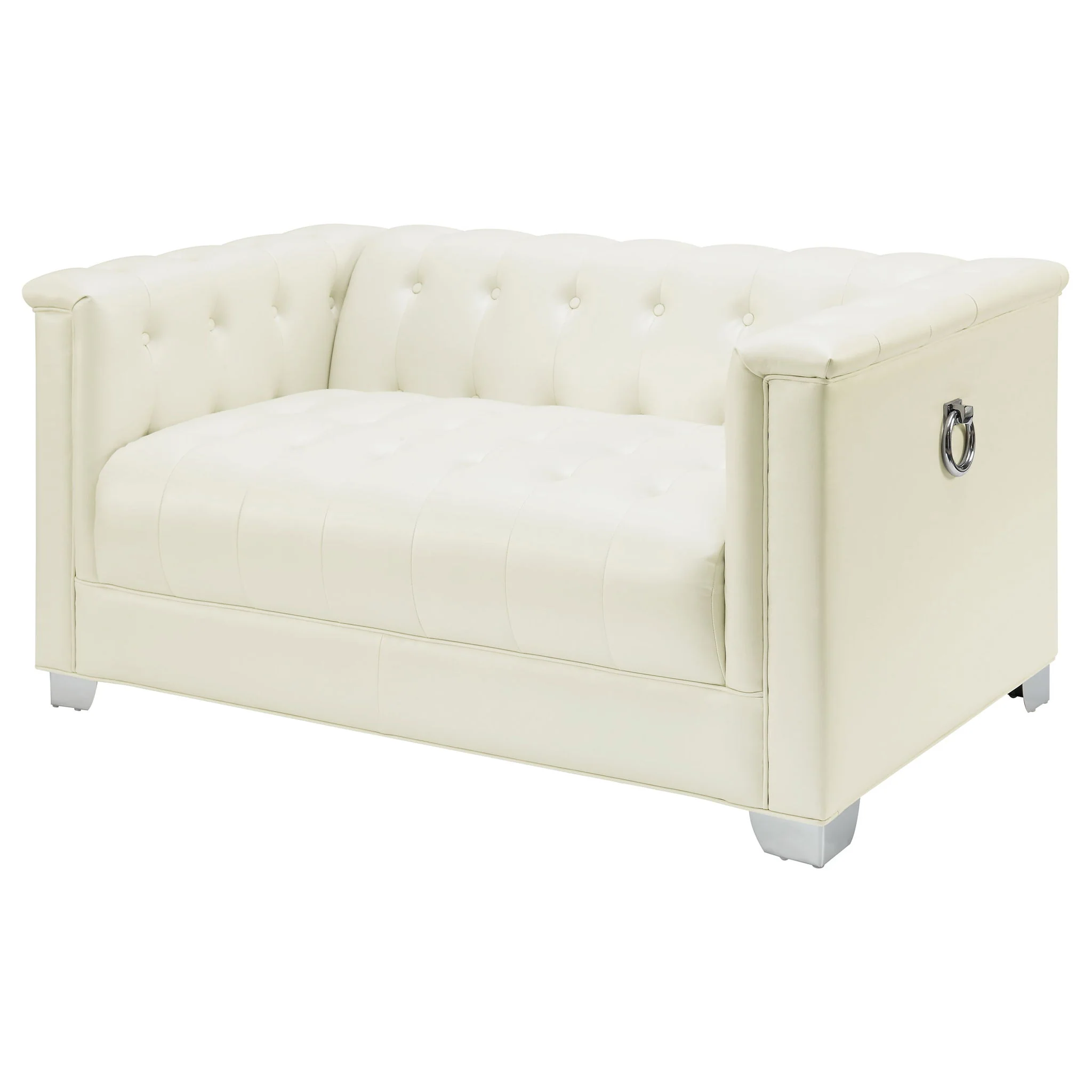Earline - Upholstered Track Arm Loveseat - White - Image 2