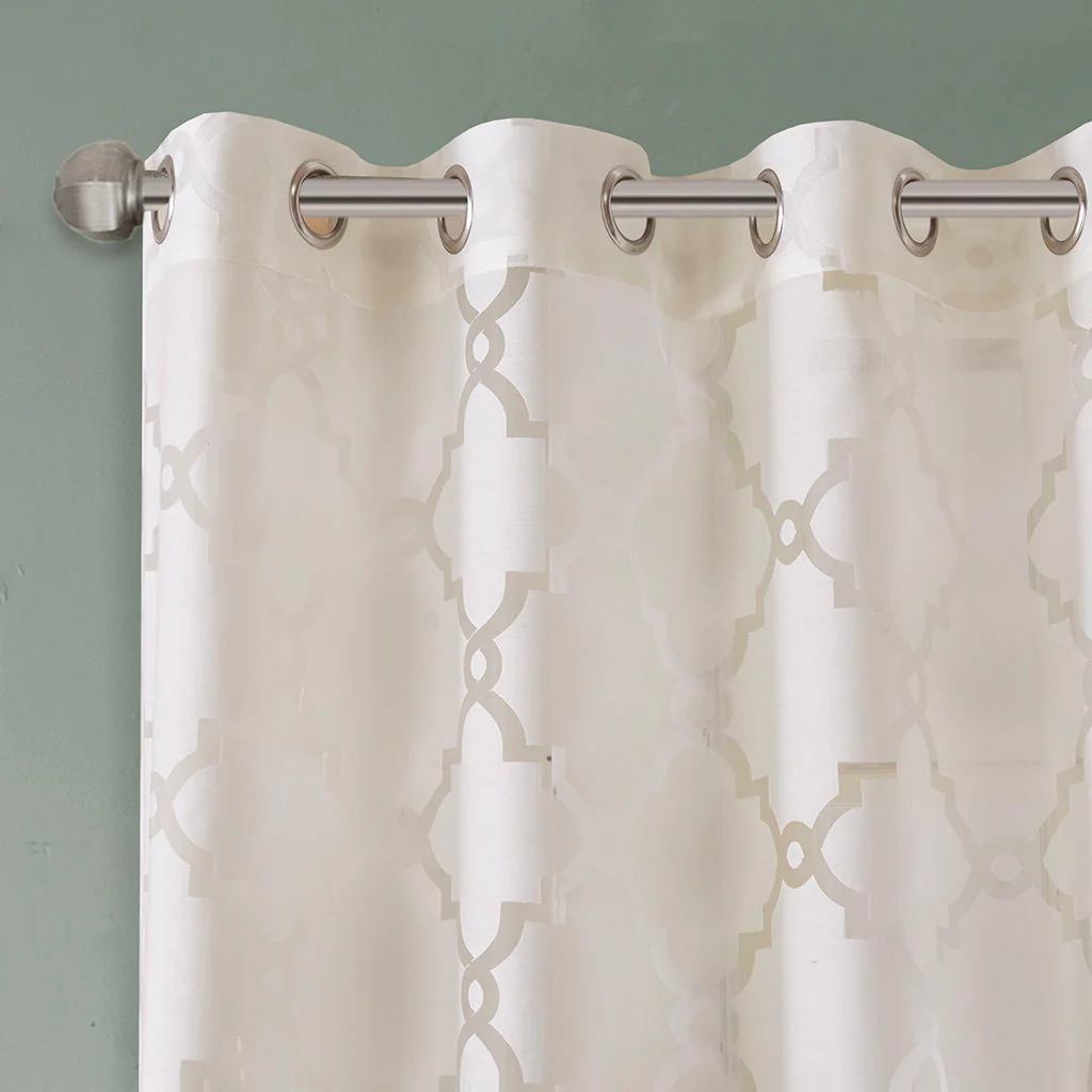 Eden - 63" Fretwork Burnout Sheer Panel - Ivory - Image 4
