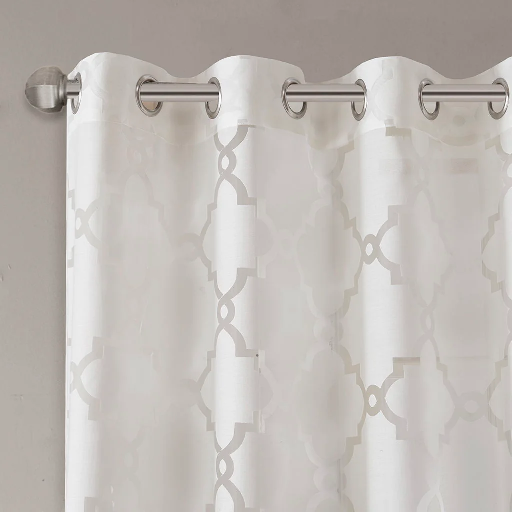 Eden - 63" Fretwork Burnout Sheer Panel - White - Image 4