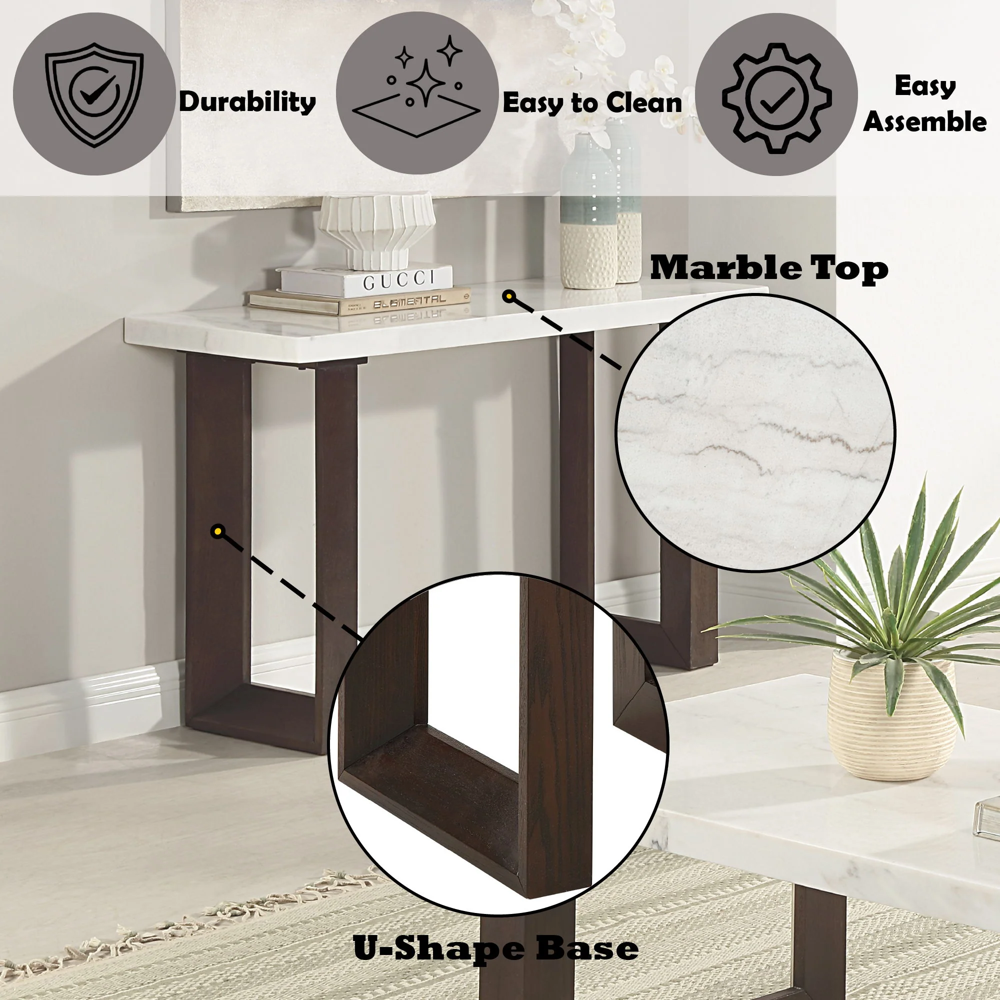 Edwyn - Natural Marble Top End Table - Image 11