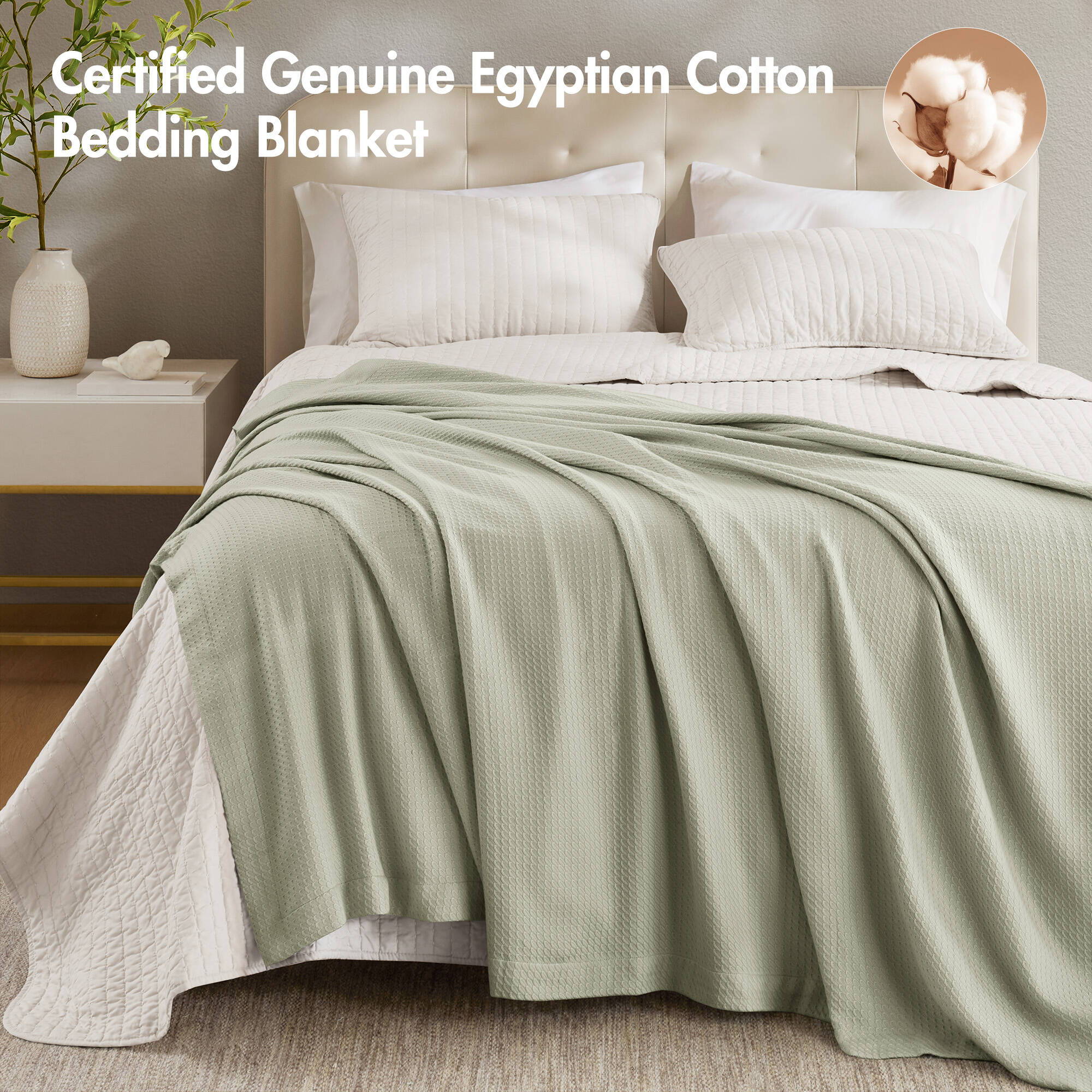 Egyptian Cotton - King Blanket - Sage Green - Image 4