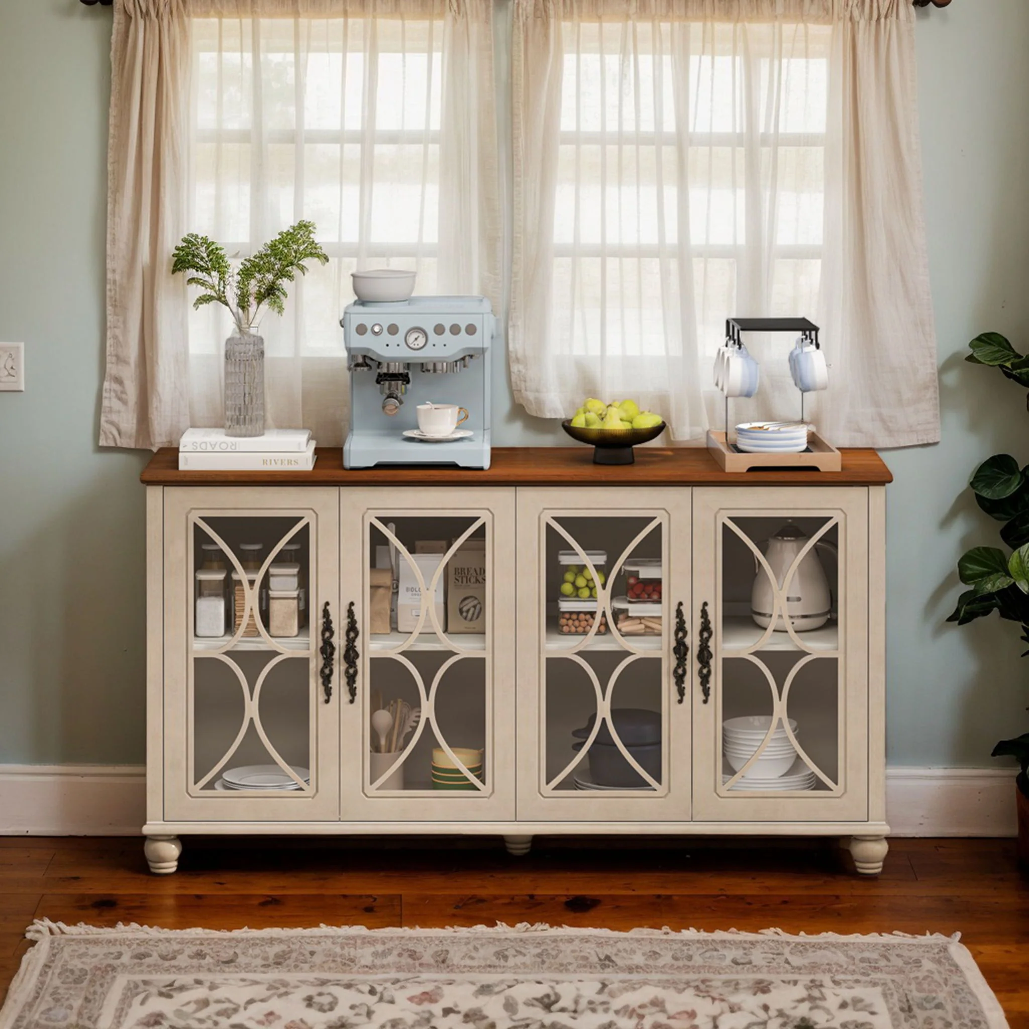 Elegant 4 Door Cabinet With Tempered Glass Doors - Image 5